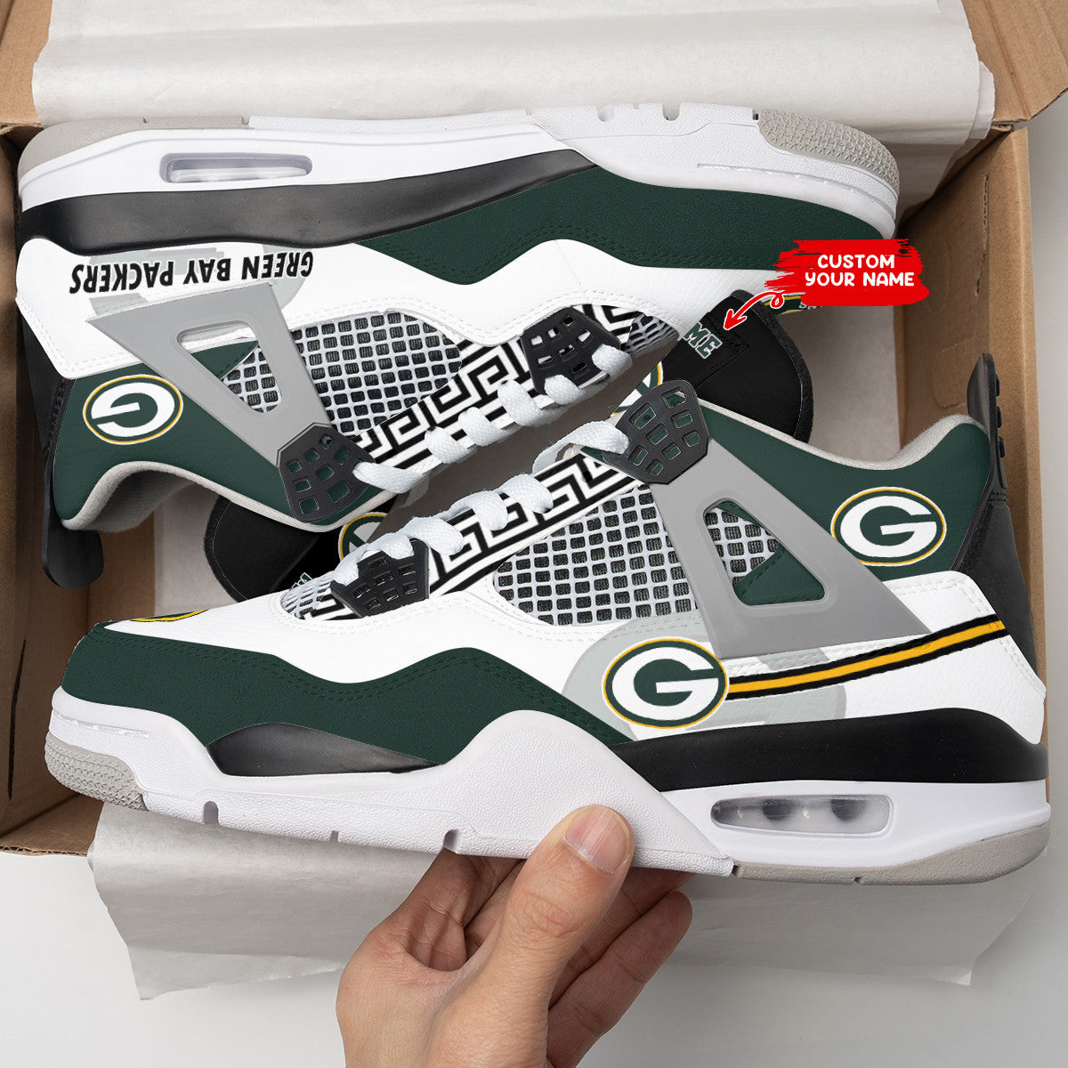 Ideafootwear Green Bay Packers AJ4 Sneakers Shoes For Men And Women