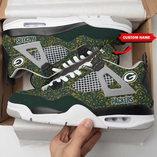 Ideafootwear Green Bay Packers AJ4 Sneakers Shoes For Men And Women