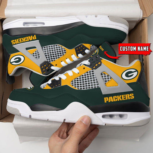 Ideafootwear Green Bay Packers AJ4 Sneakers Shoes For Men And Women