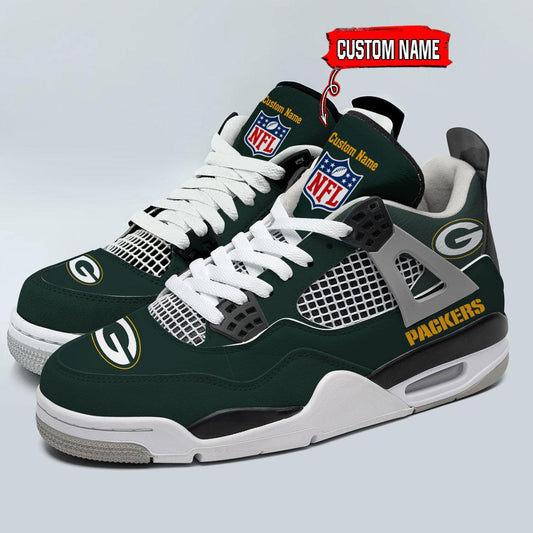 Ideafootwear Green Bay Packers AJ4 Sneakers Shoes For Men And Women