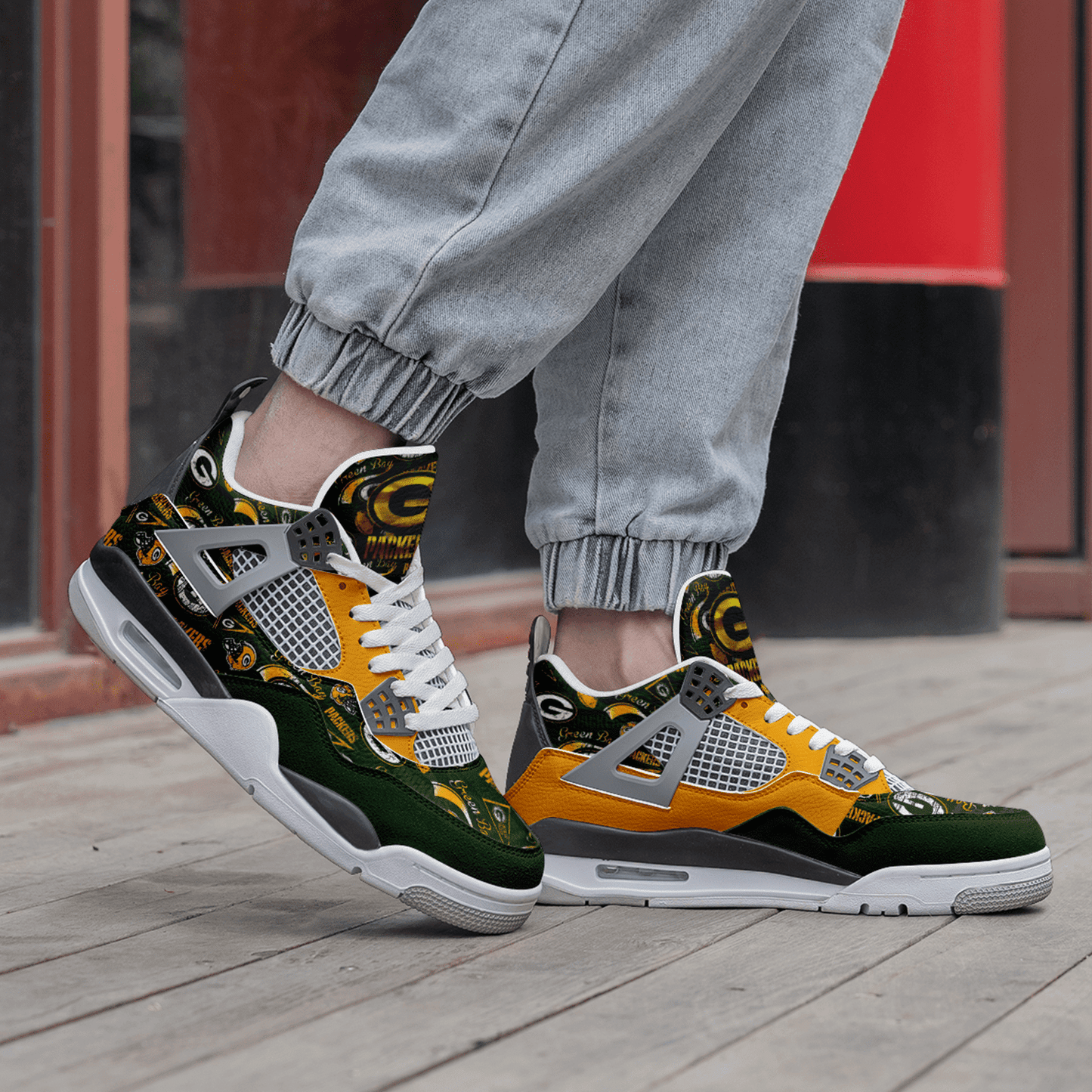 Ideafootwear Green Bay Packers AJ4 Sneakers Shoes For Men And Women