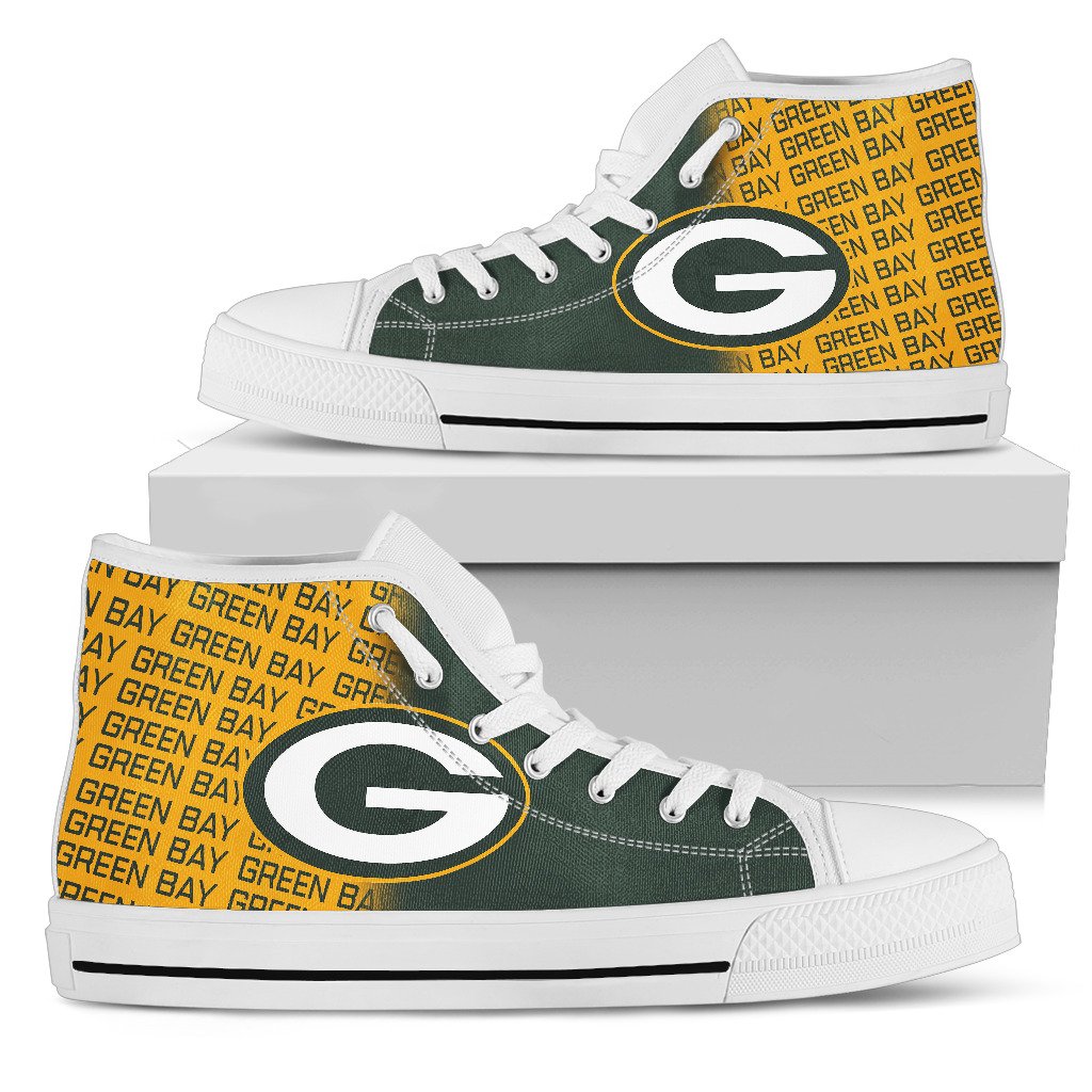 Ideafootwear Green Bay Packers High Top Canvas Sneakers Shoes For Men And Women