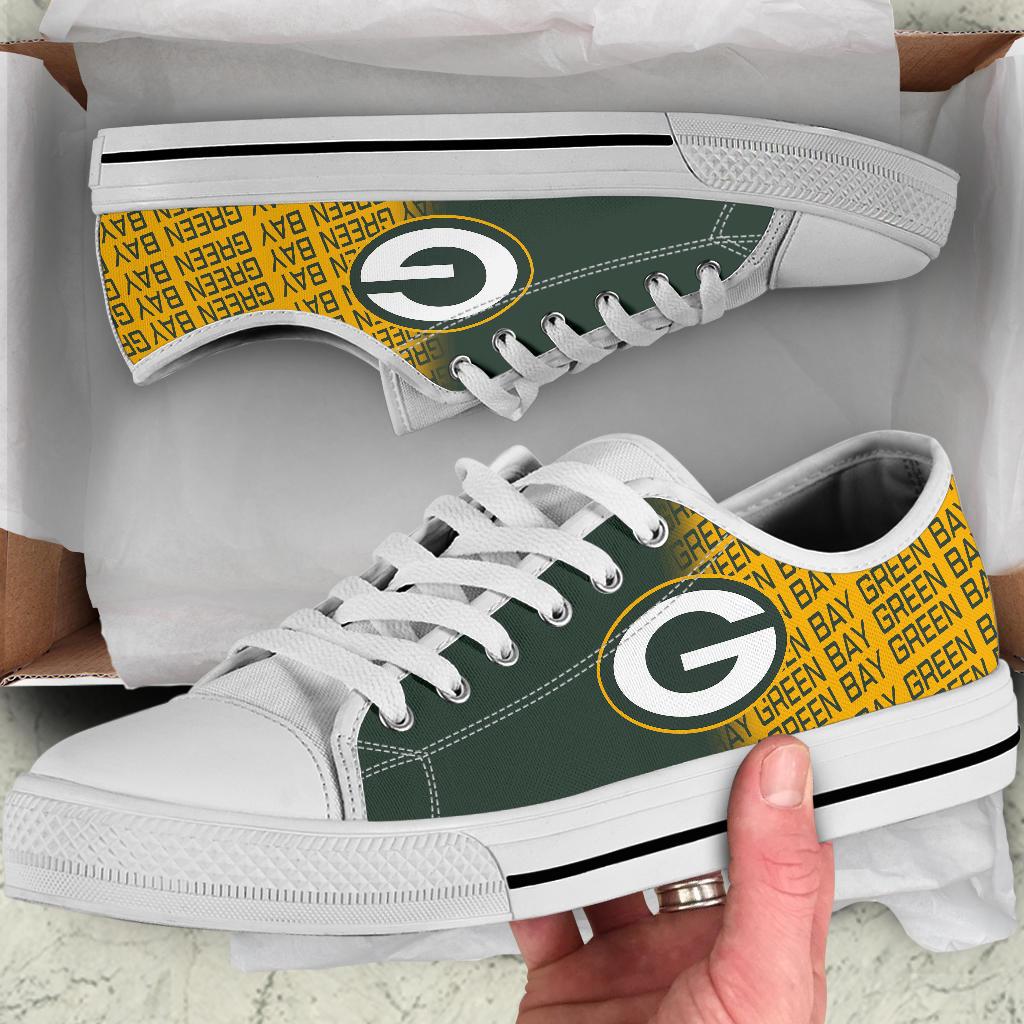 Ideafootwear Green Bay Packers Low Top Canvas Sneakers Shoes For Men And Women