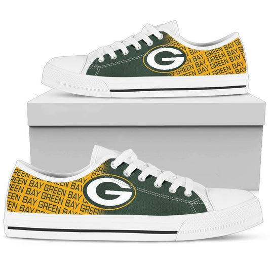 Ideafootwear Green Bay Packers Low Top Canvas Sneakers Shoes For Men And Women