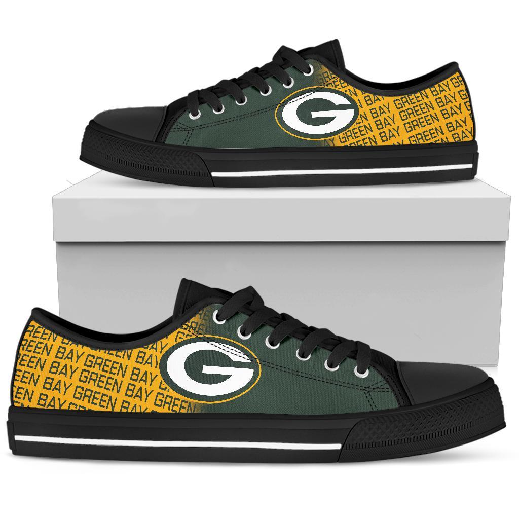 Ideafootwear Green Bay Packers Low Top Canvas Sneakers Shoes For Men And Women