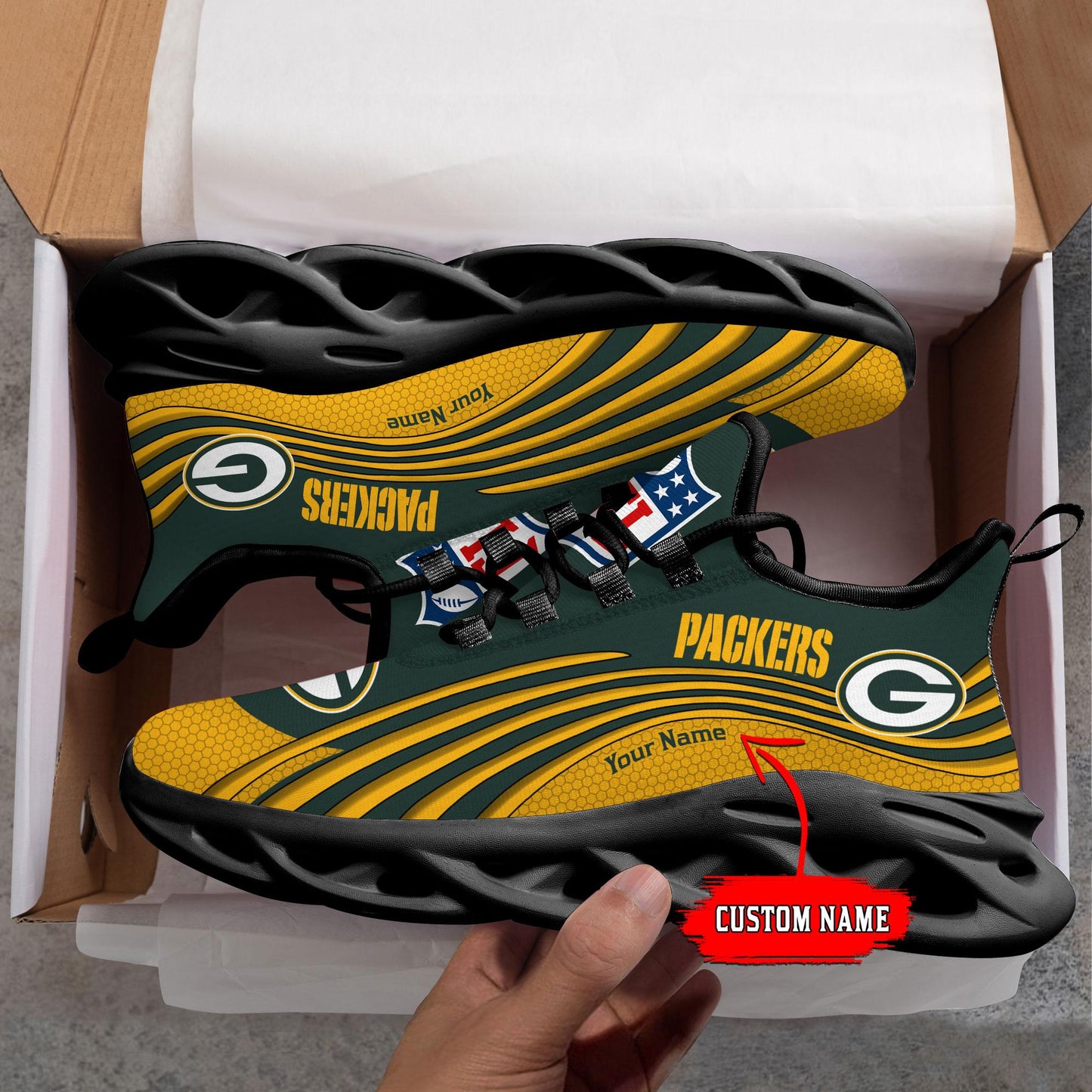Ideafootwear Green Bay Packers Max Soul Shoes Sneakers For Men And Women