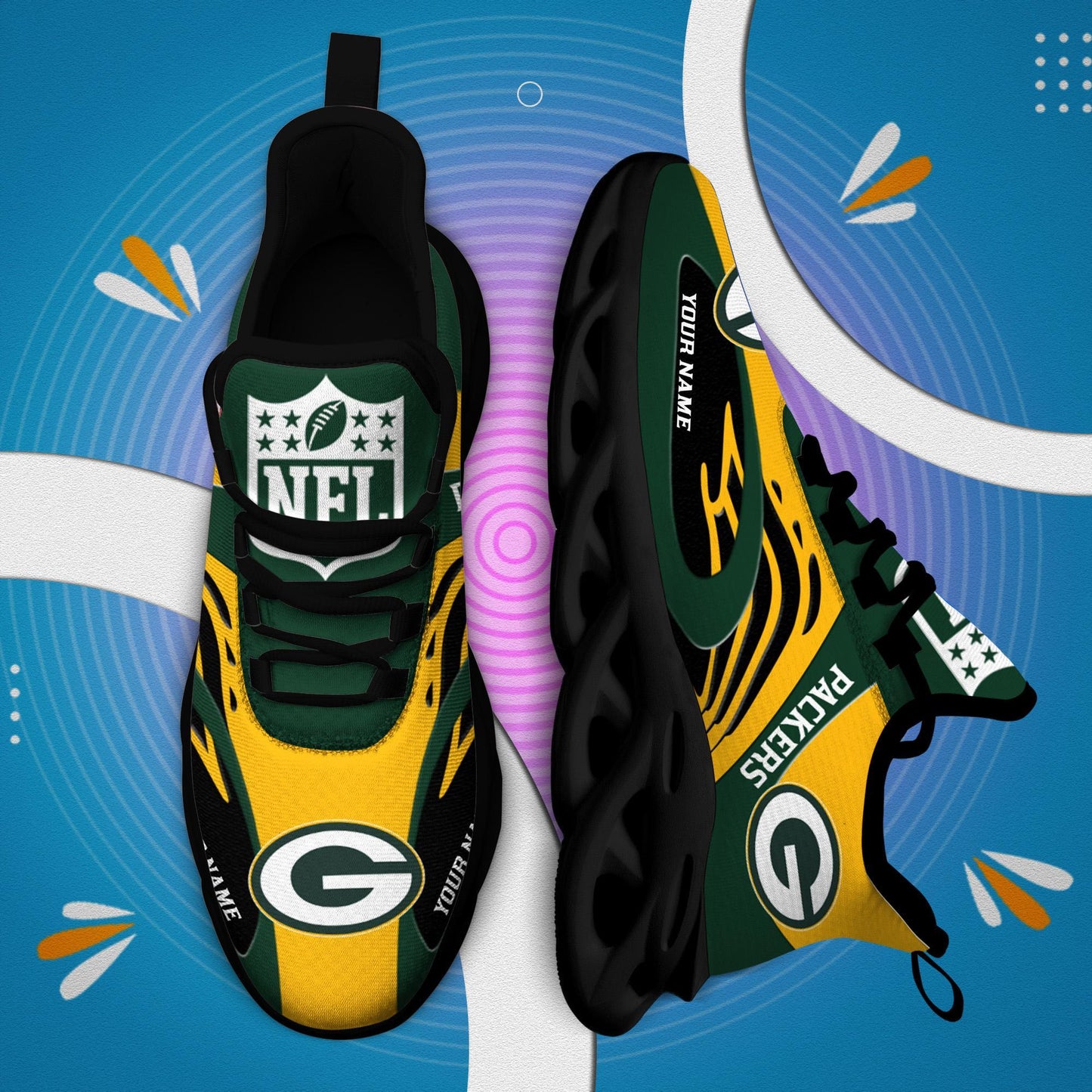 Ideafootwear Green Bay Packers Max Soul Shoes Sneakers For Men And Women