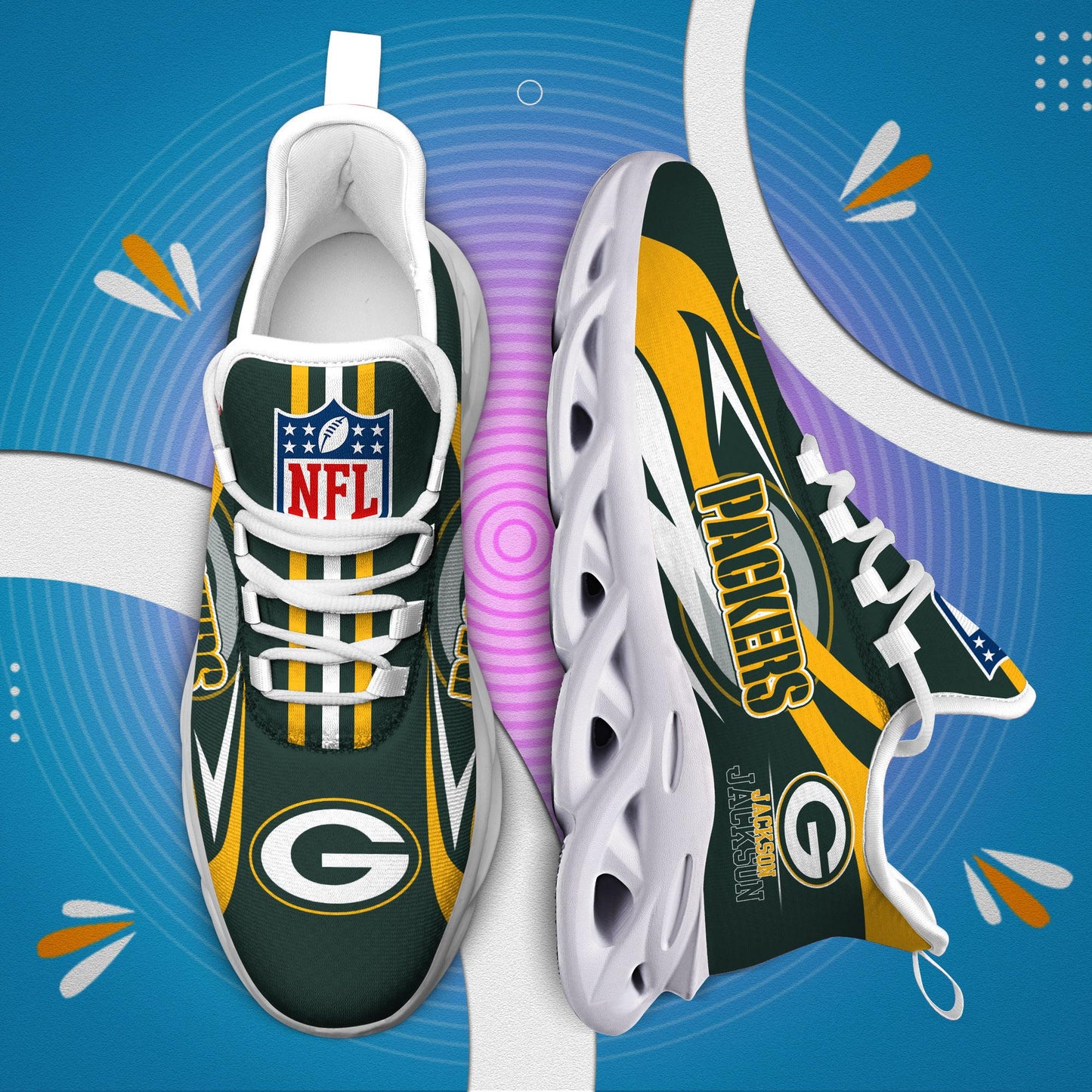 Ideafootwear Green Bay Packers Max Soul Shoes Sneakers For Men And Women
