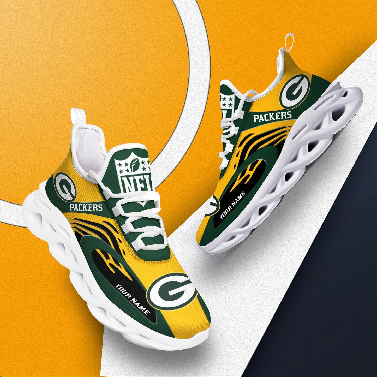 Ideafootwear Green Bay Packers Max Soul Shoes Sneakers For Men And Women
