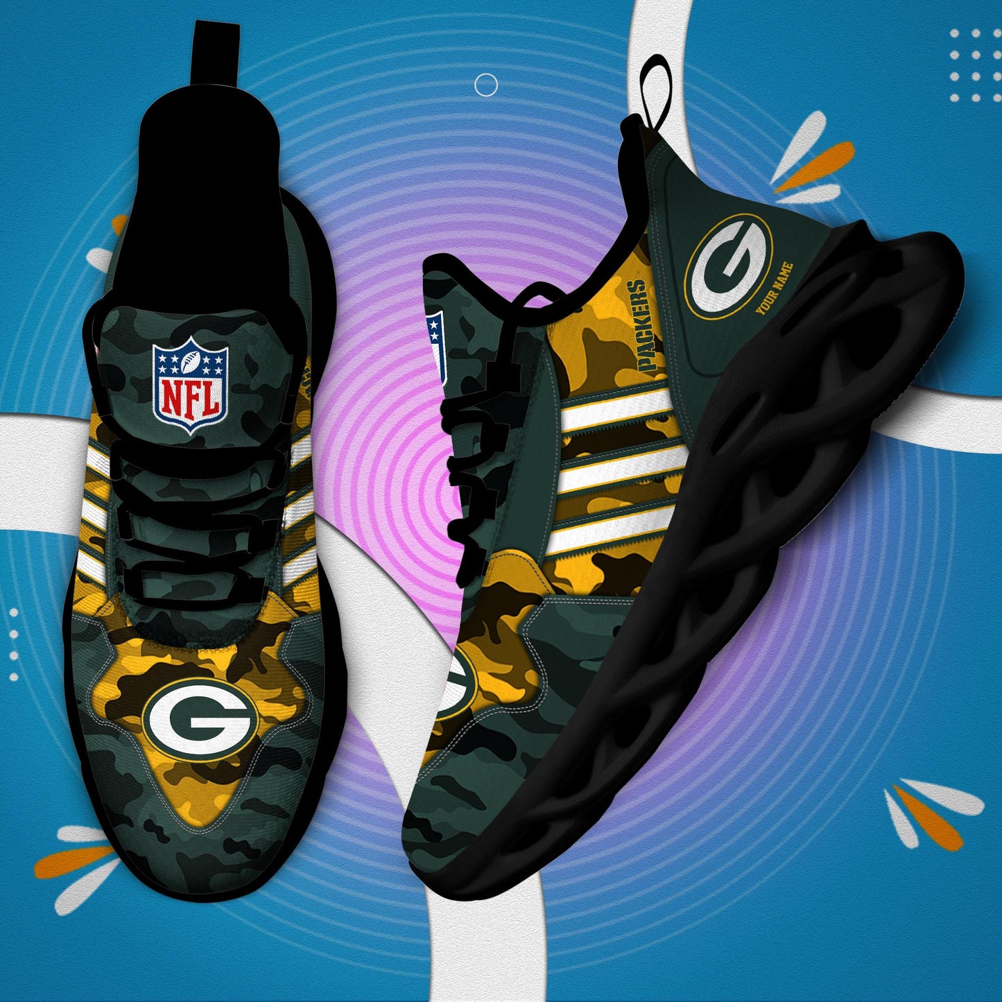 Ideafootwear Green Bay Packers Max Soul Shoes Sneakers For Men And Women