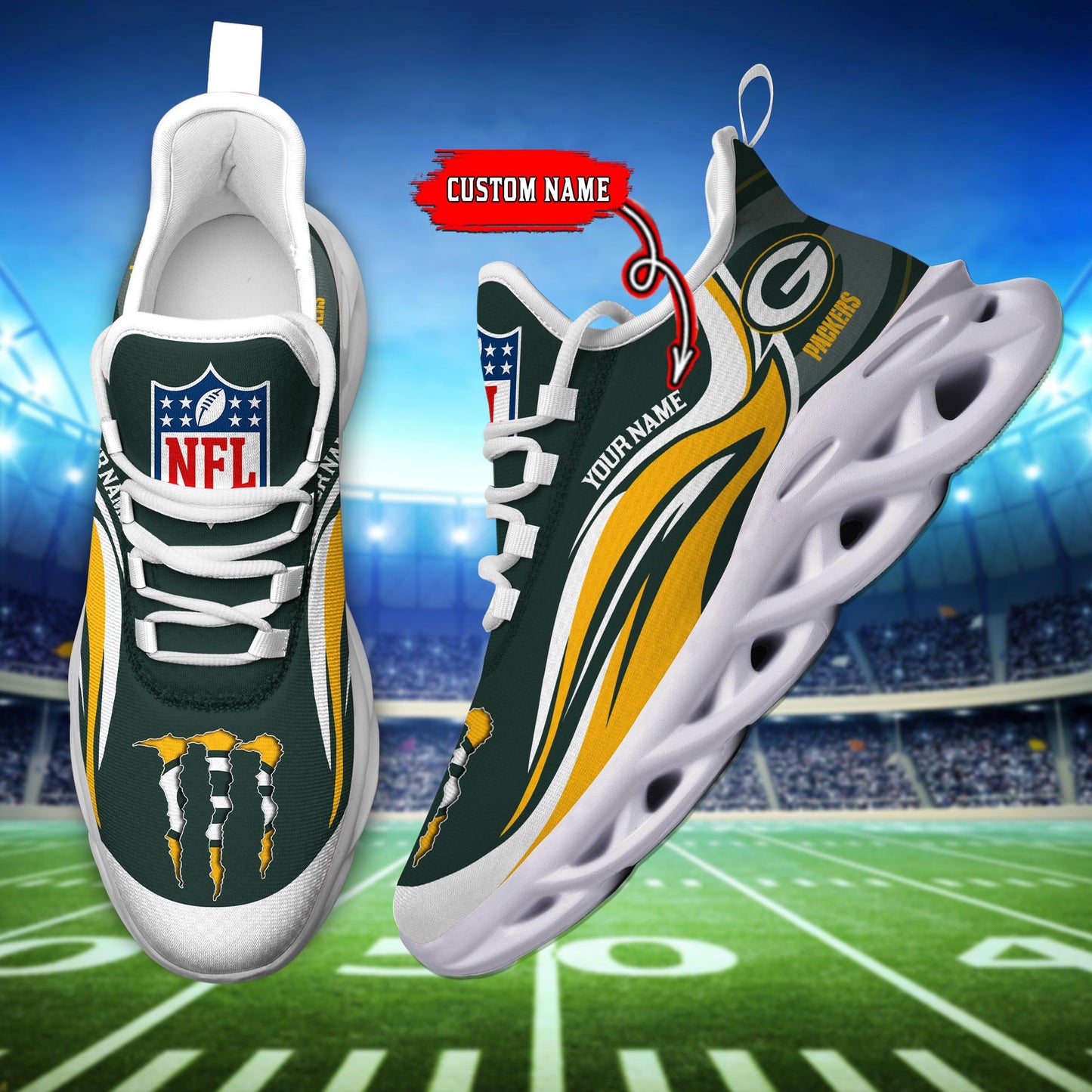 Ideafootwear Green Bay Packers Max Soul Shoes Sneakers For Men And Women