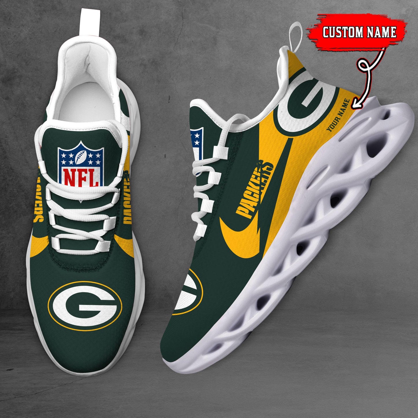 Ideafootwear Green Bay Packers Max Soul Shoes Sneakers For Men And Women