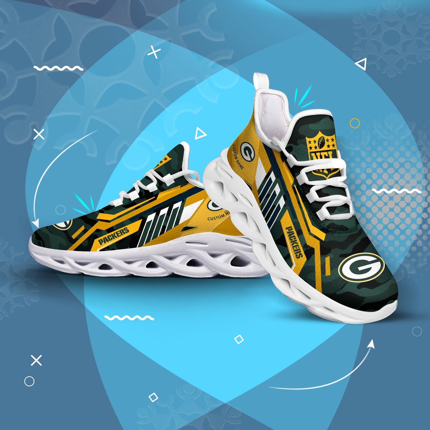 Ideafootwear Green Bay Packers Max Soul Shoes Sneakers For Men And Women