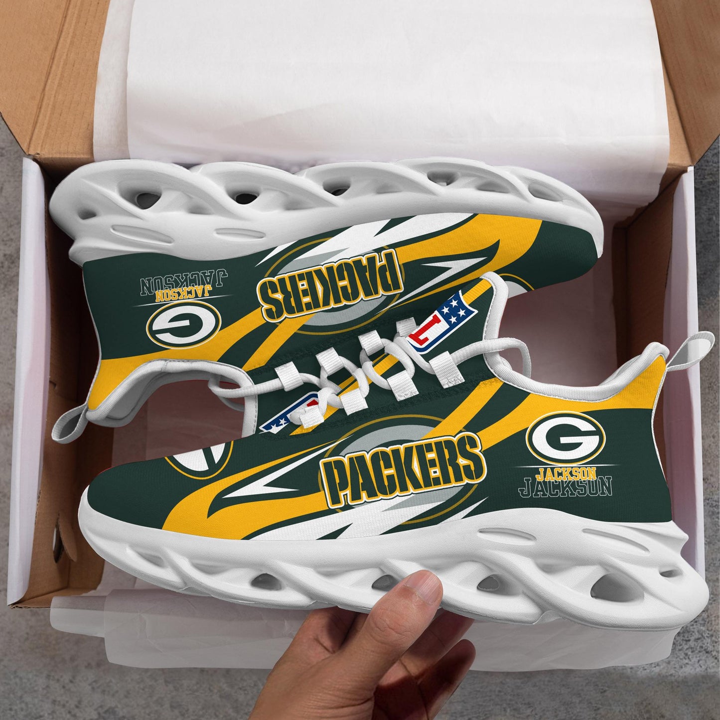 Ideafootwear Green Bay Packers Max Soul Shoes Sneakers For Men And Women