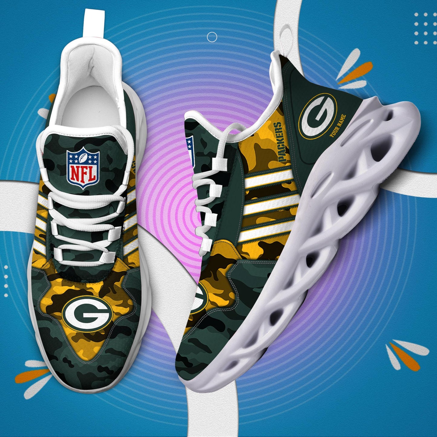 Ideafootwear Green Bay Packers Max Soul Shoes Sneakers For Men And Women