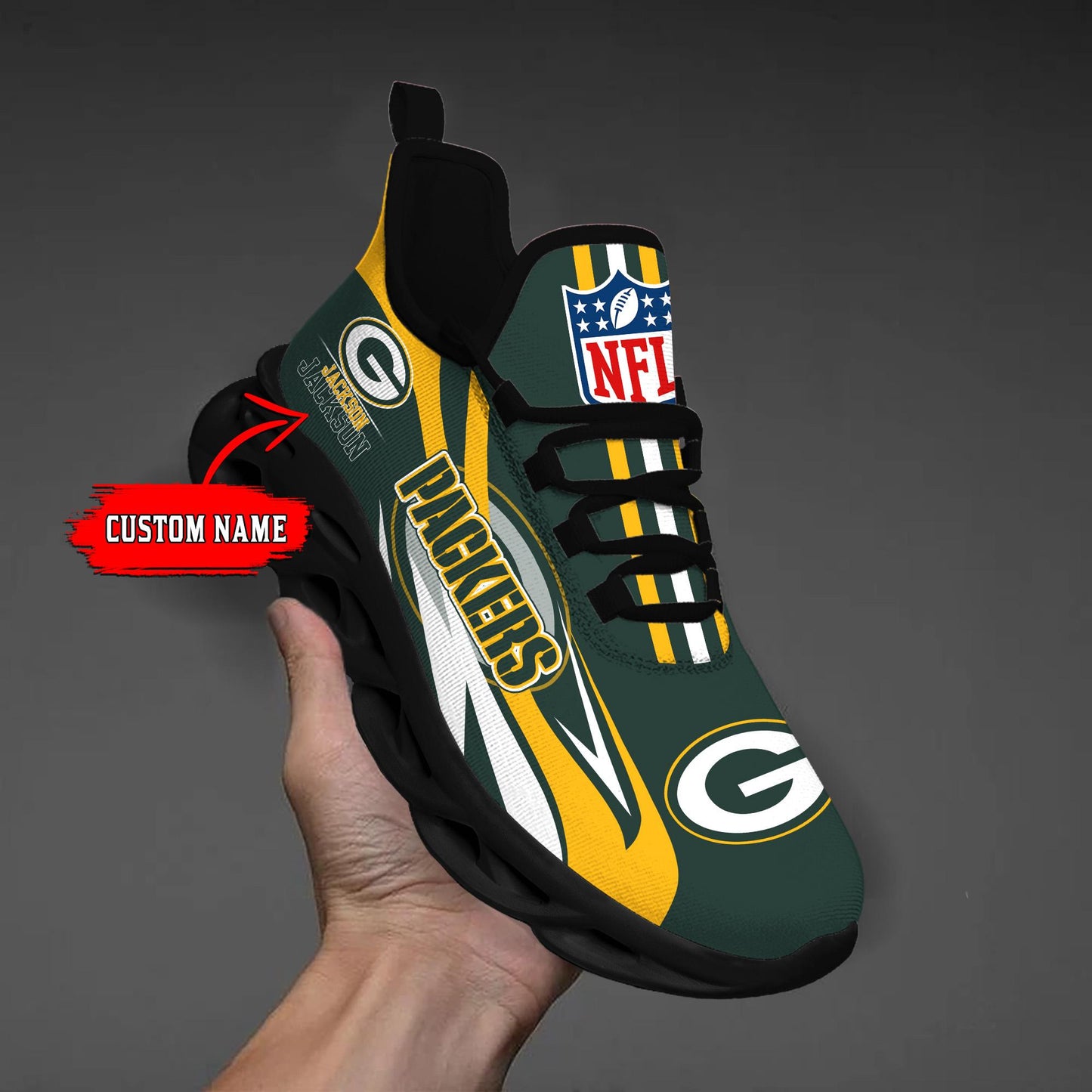 Ideafootwear Green Bay Packers Max Soul Shoes Sneakers For Men And Women