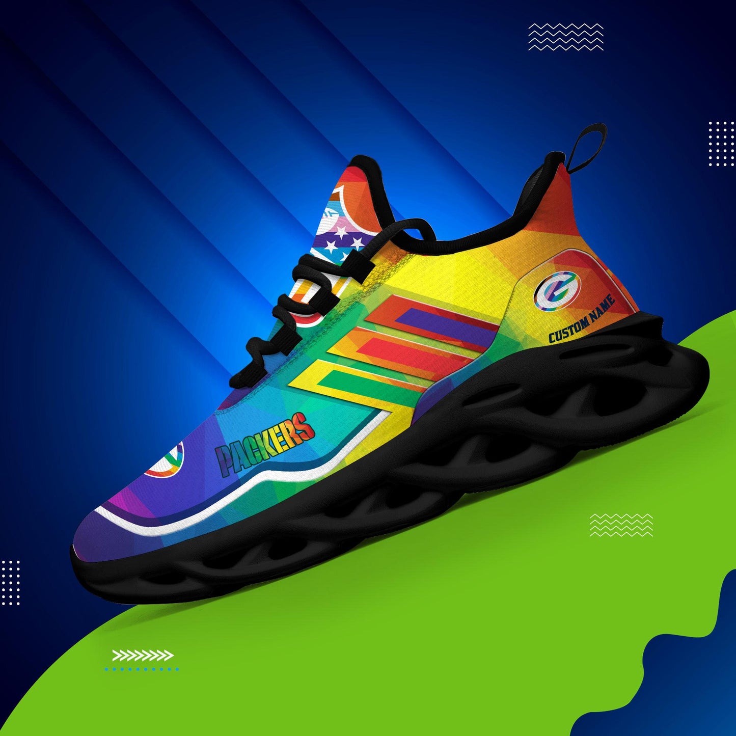 Ideafootwear Green Bay Packers Max Soul Shoes Sneakers For Men And Women