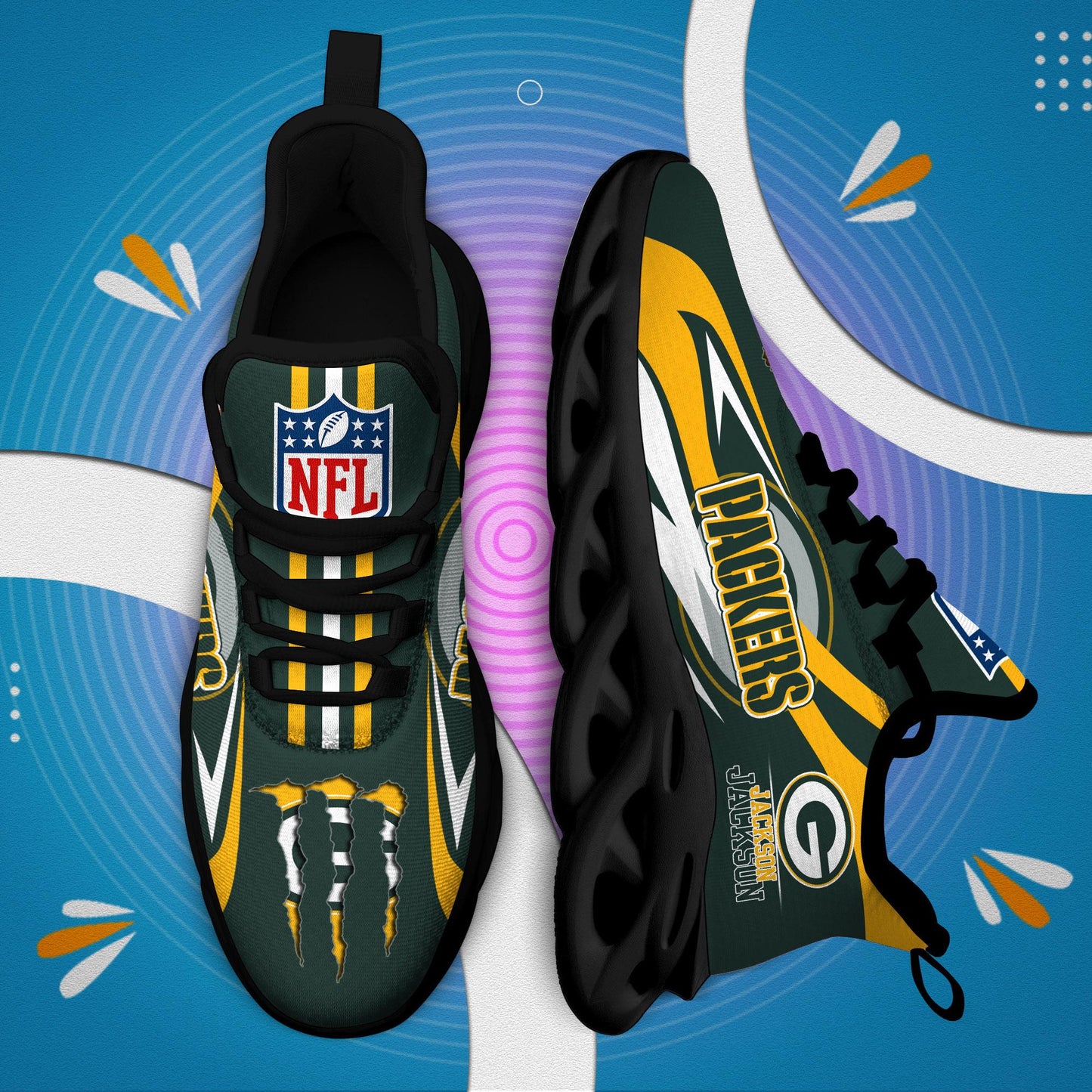 Ideafootwear Green Bay Packers Max Soul Shoes Sneakers For Men And Women