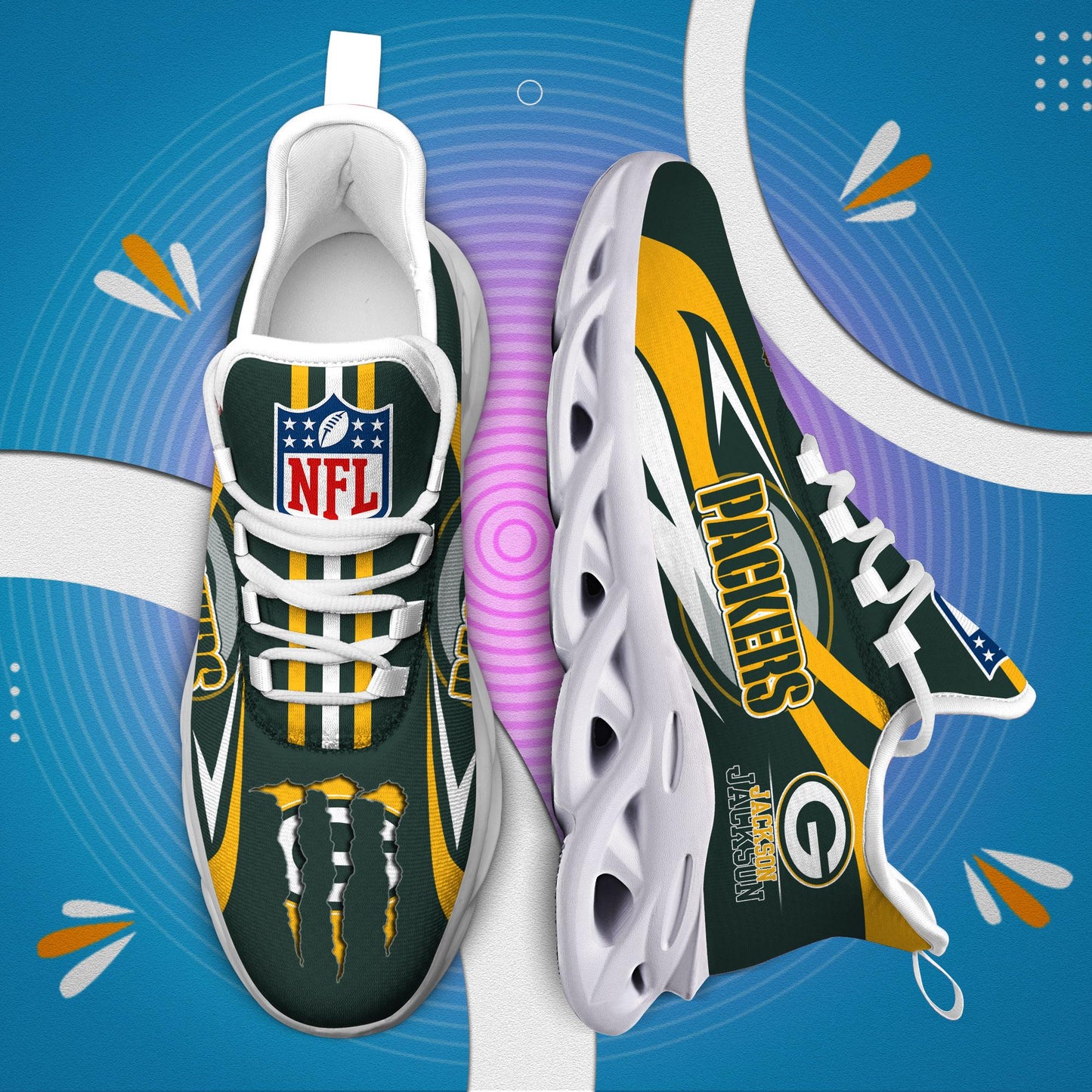 Ideafootwear Green Bay Packers Max Soul Shoes Sneakers For Men And Women