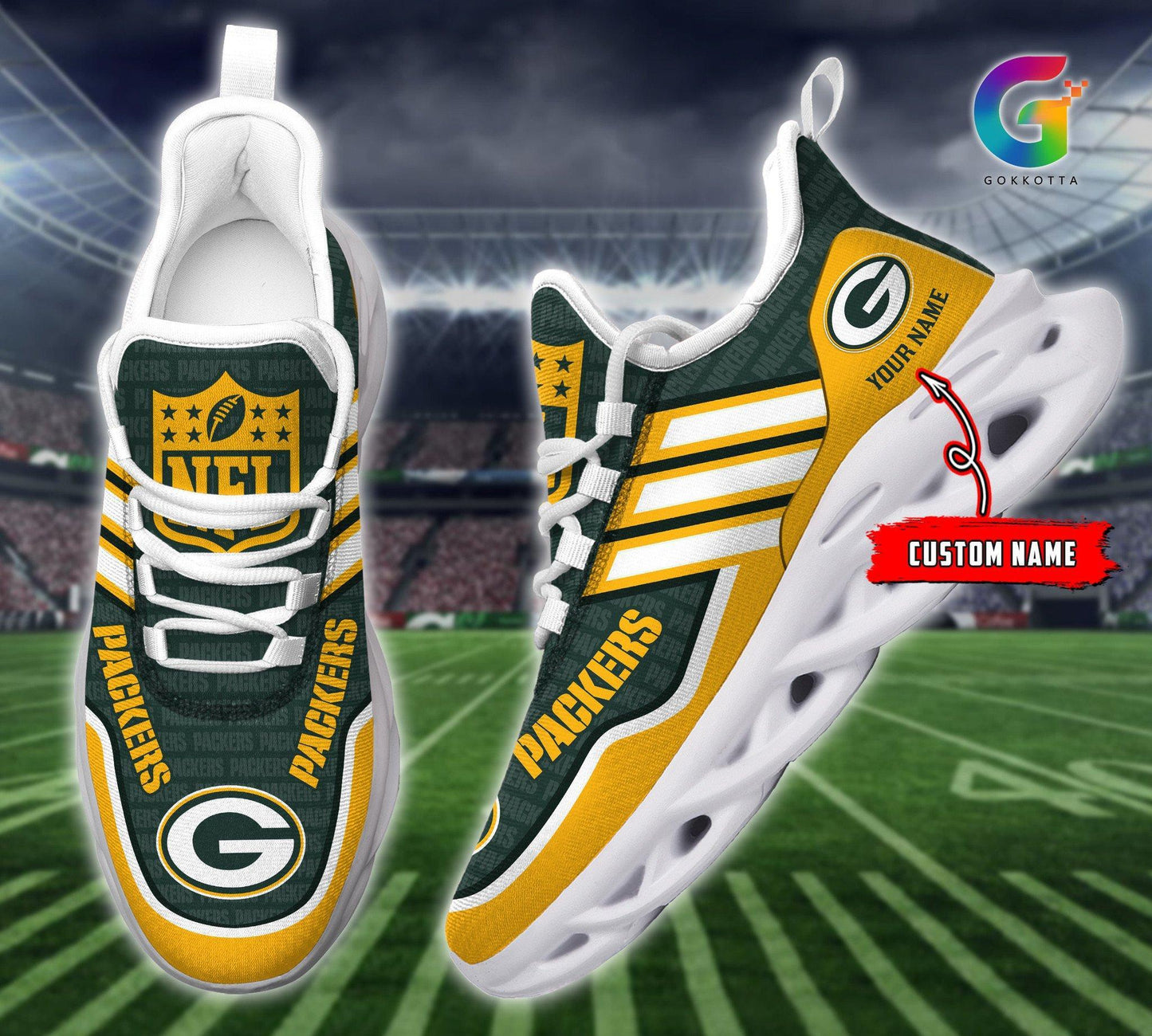 Ideafootwear Green Bay Packers Max Soul Shoes Sneakers For Men And Women
