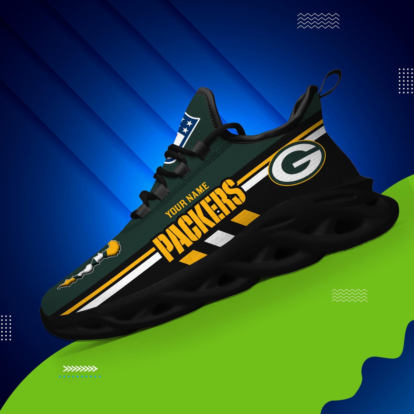 Ideafootwear Green Bay Packers Max Soul Shoes Sneakers For Men And Women