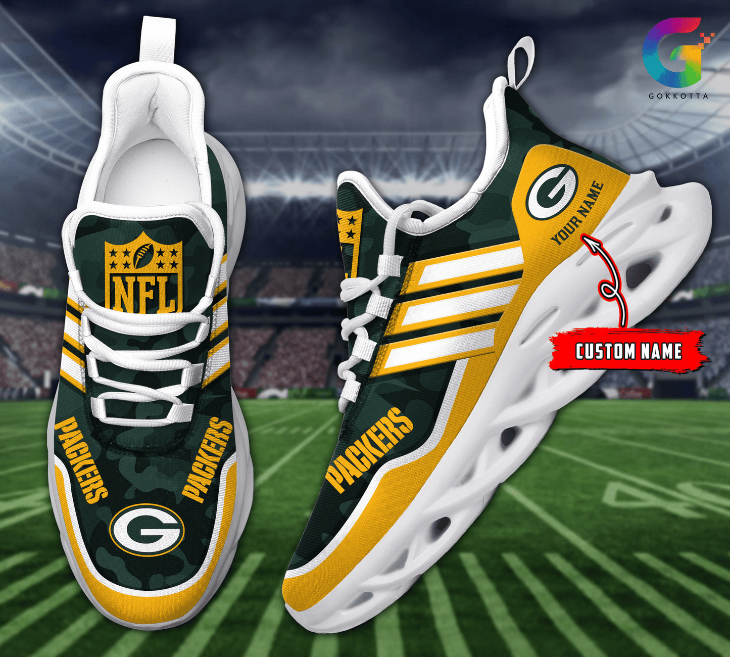 Ideafootwear Green Bay Packers Max Soul Shoes Sneakers For Men And Women