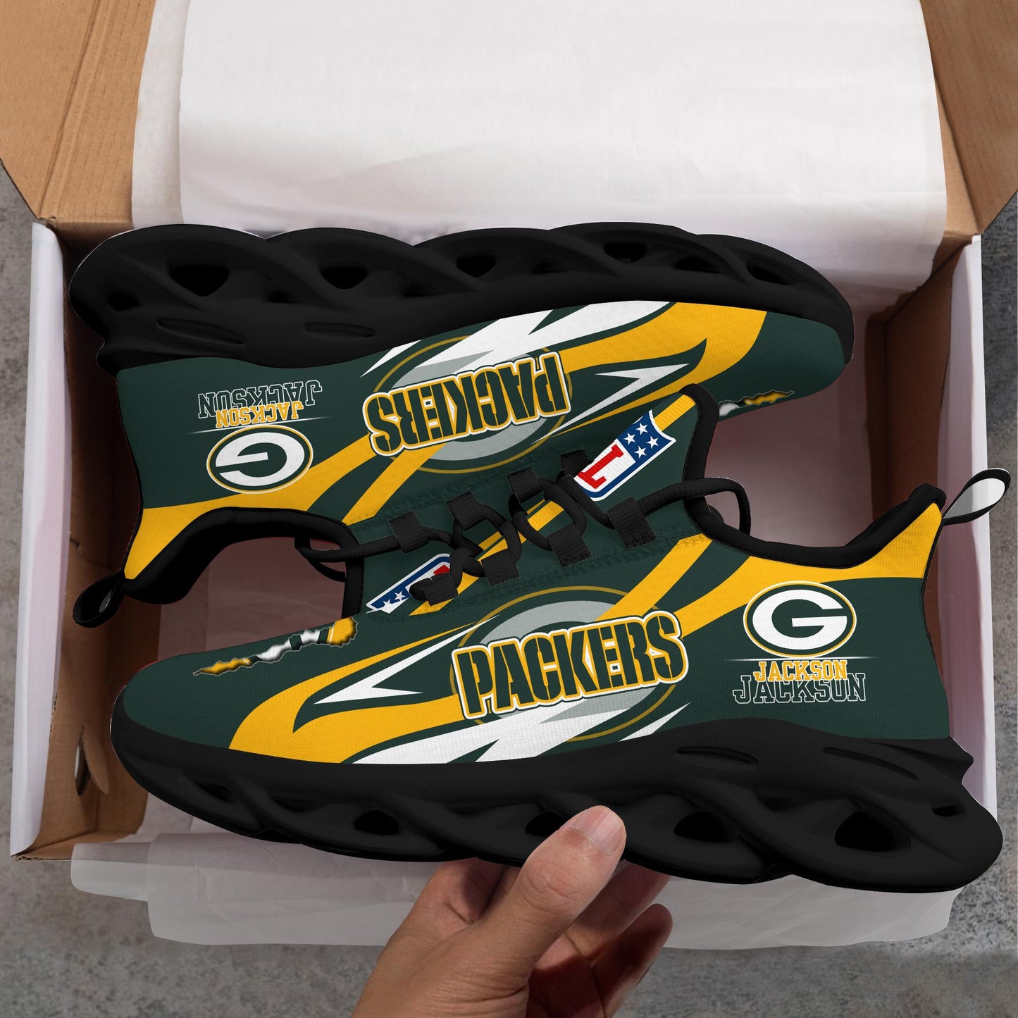 Ideafootwear Green Bay Packers Max Soul Shoes Sneakers For Men And Women