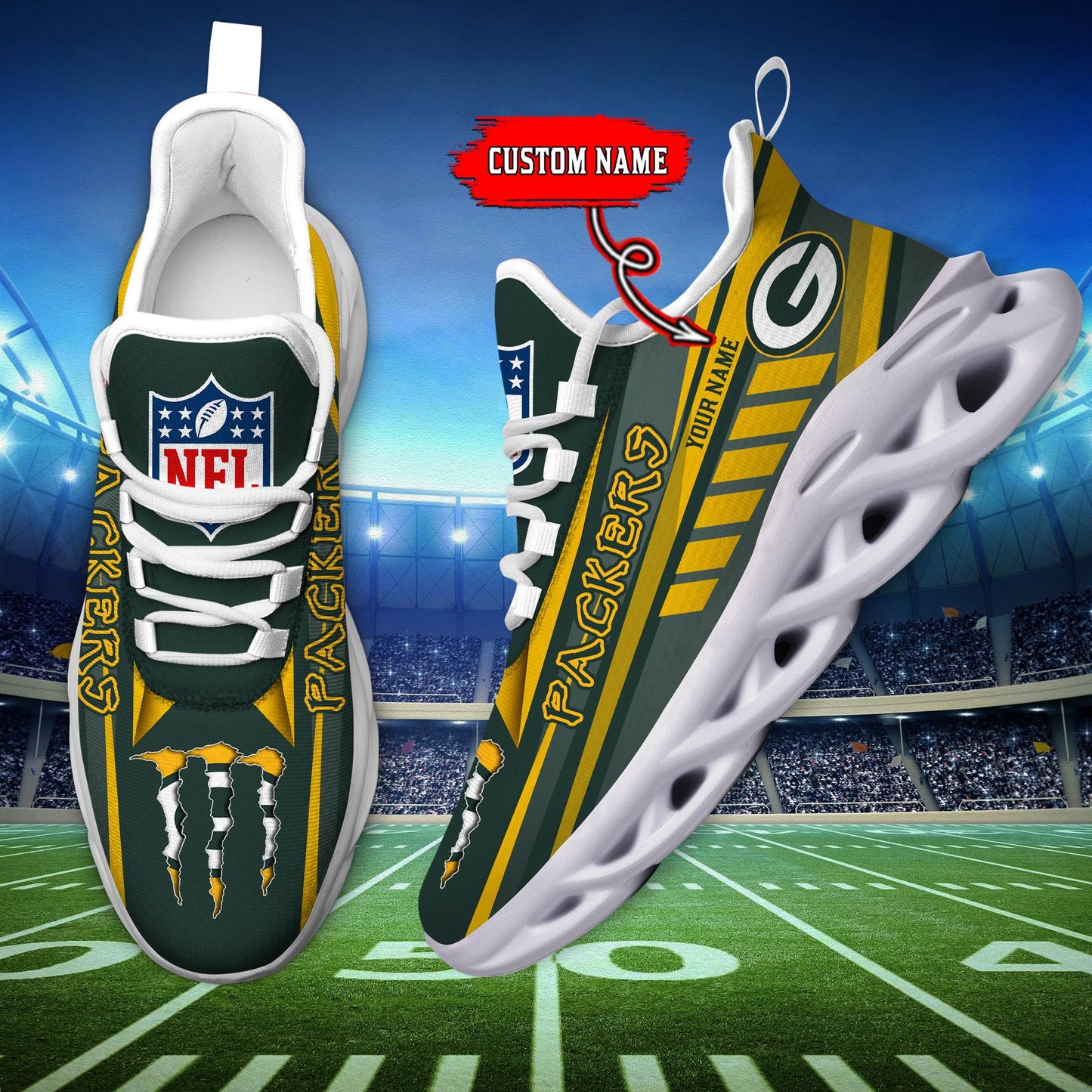 Ideafootwear Green Bay Packers Max Soul Shoes Sneakers For Men And Women
