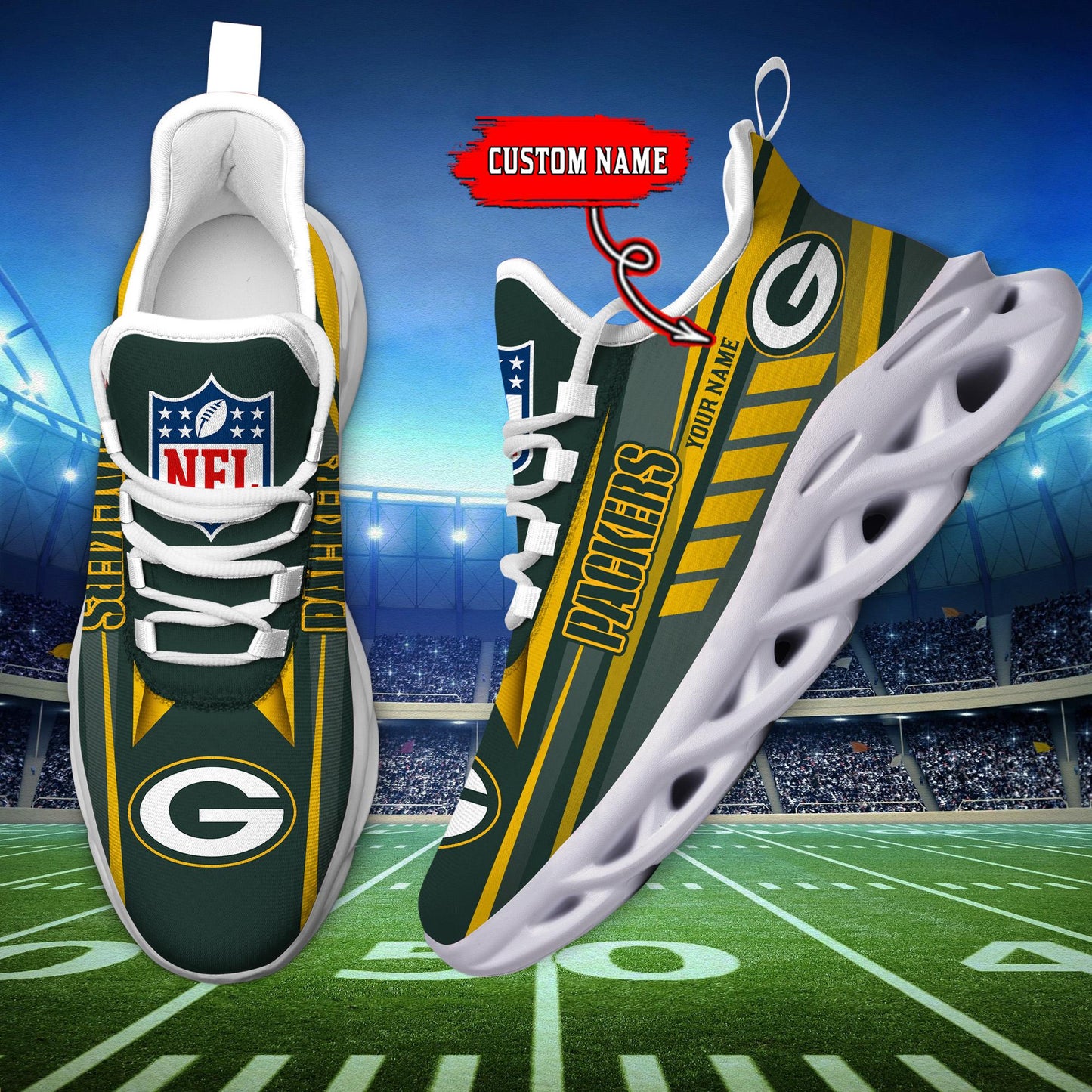 Ideafootwear Green Bay Packers Max Soul Shoes Sneakers For Men And Women