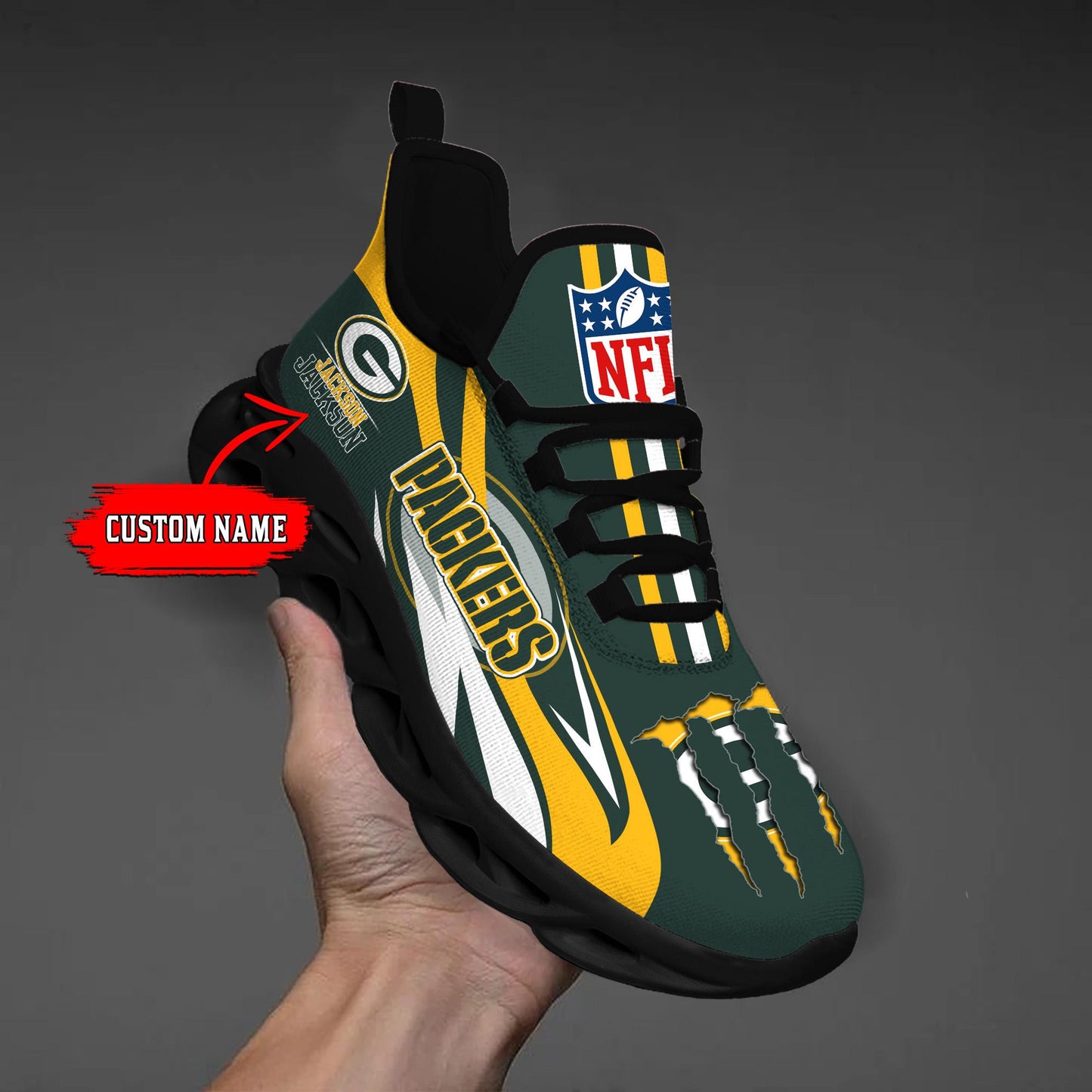 Ideafootwear Green Bay Packers Max Soul Shoes Sneakers For Men And Women