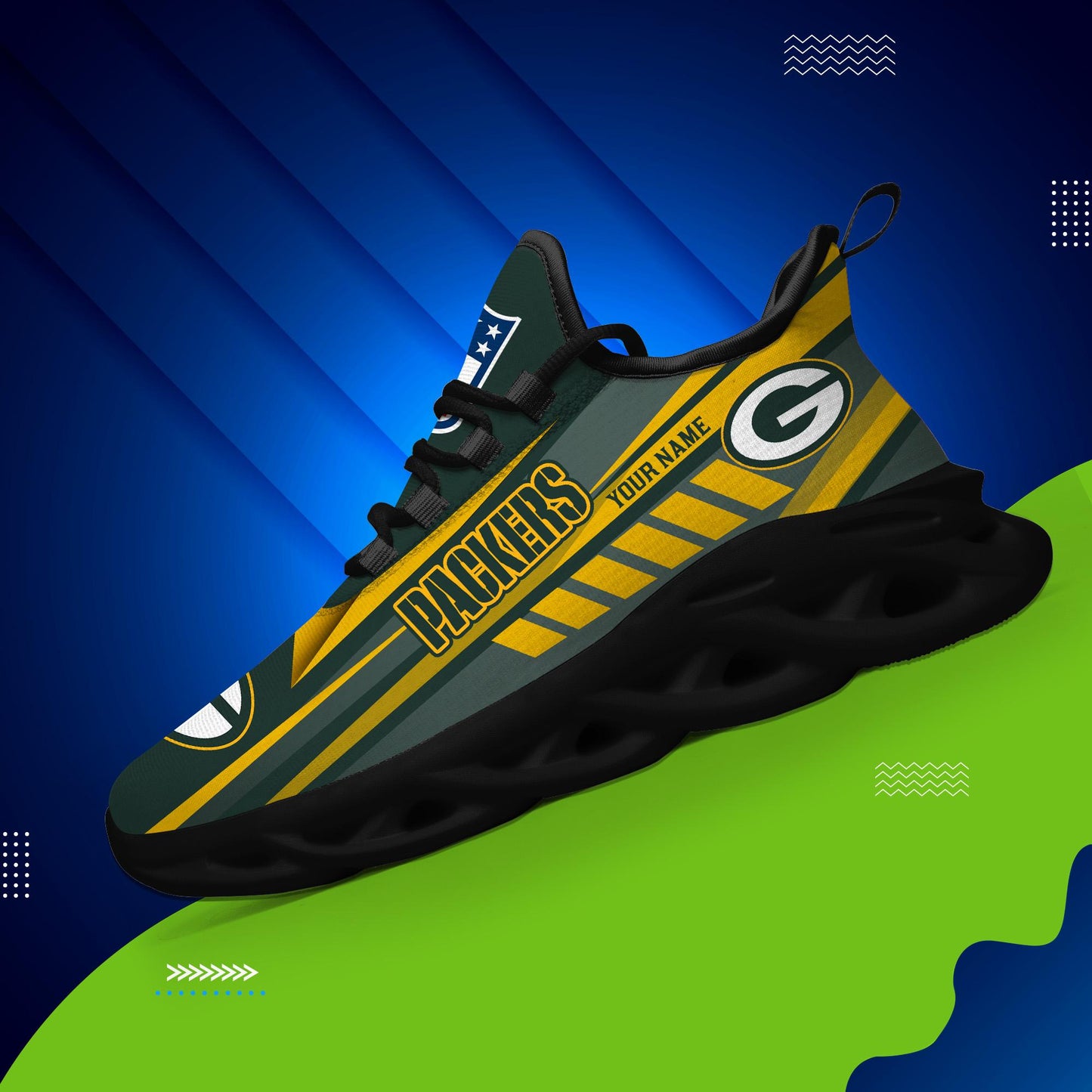 Ideafootwear Green Bay Packers Max Soul Shoes Sneakers For Men And Women