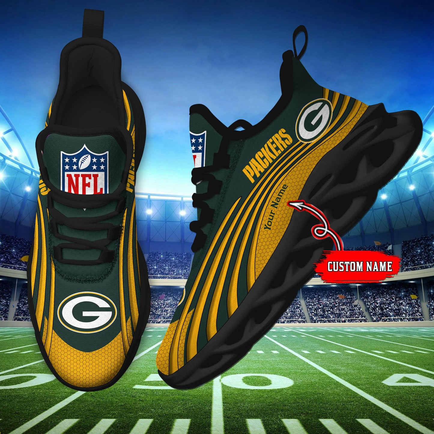 Ideafootwear Green Bay Packers Max Soul Shoes Sneakers For Men And Women