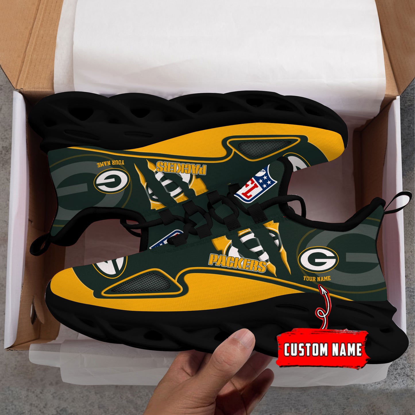 Ideafootwear Green Bay Packers Max Soul Shoes Sneakers For Men And Women