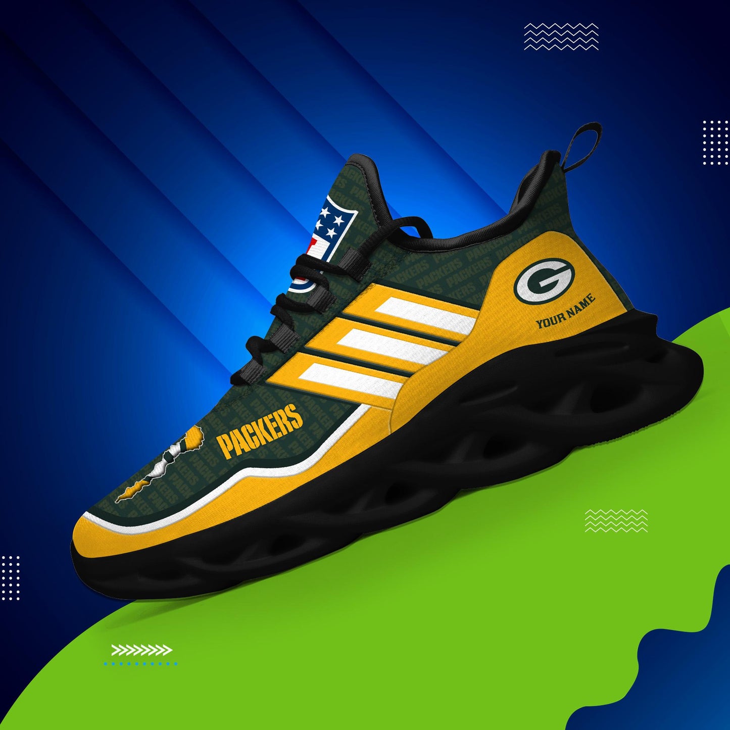 Ideafootwear Green Bay Packers Max Soul Shoes Sneakers For Men And Women