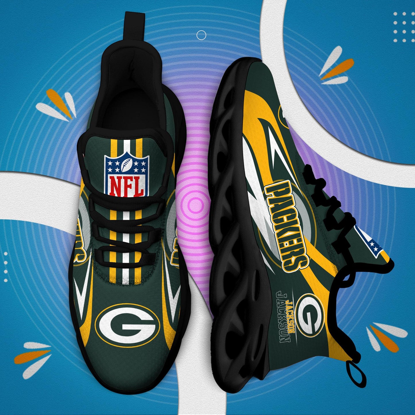 Ideafootwear Green Bay Packers Max Soul Shoes Sneakers For Men And Women