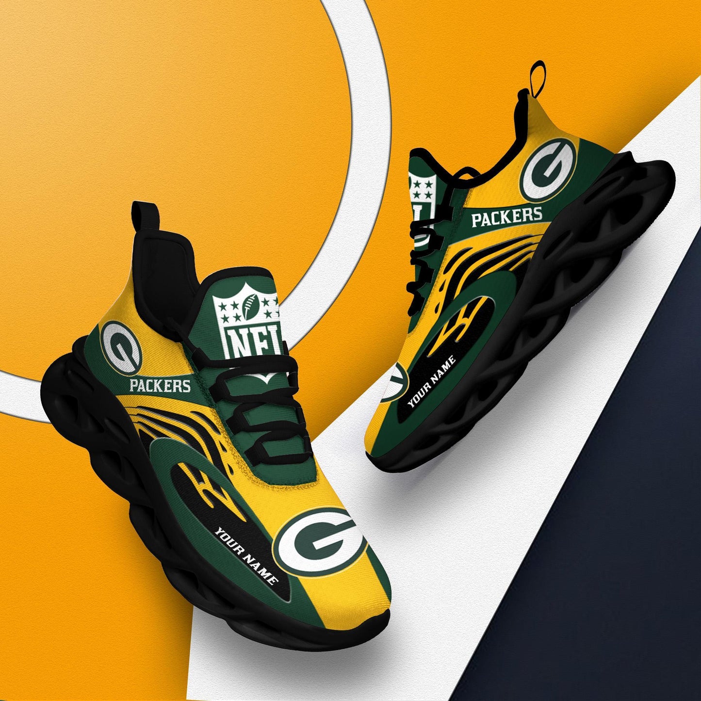 Ideafootwear Green Bay Packers Max Soul Shoes Sneakers For Men And Women