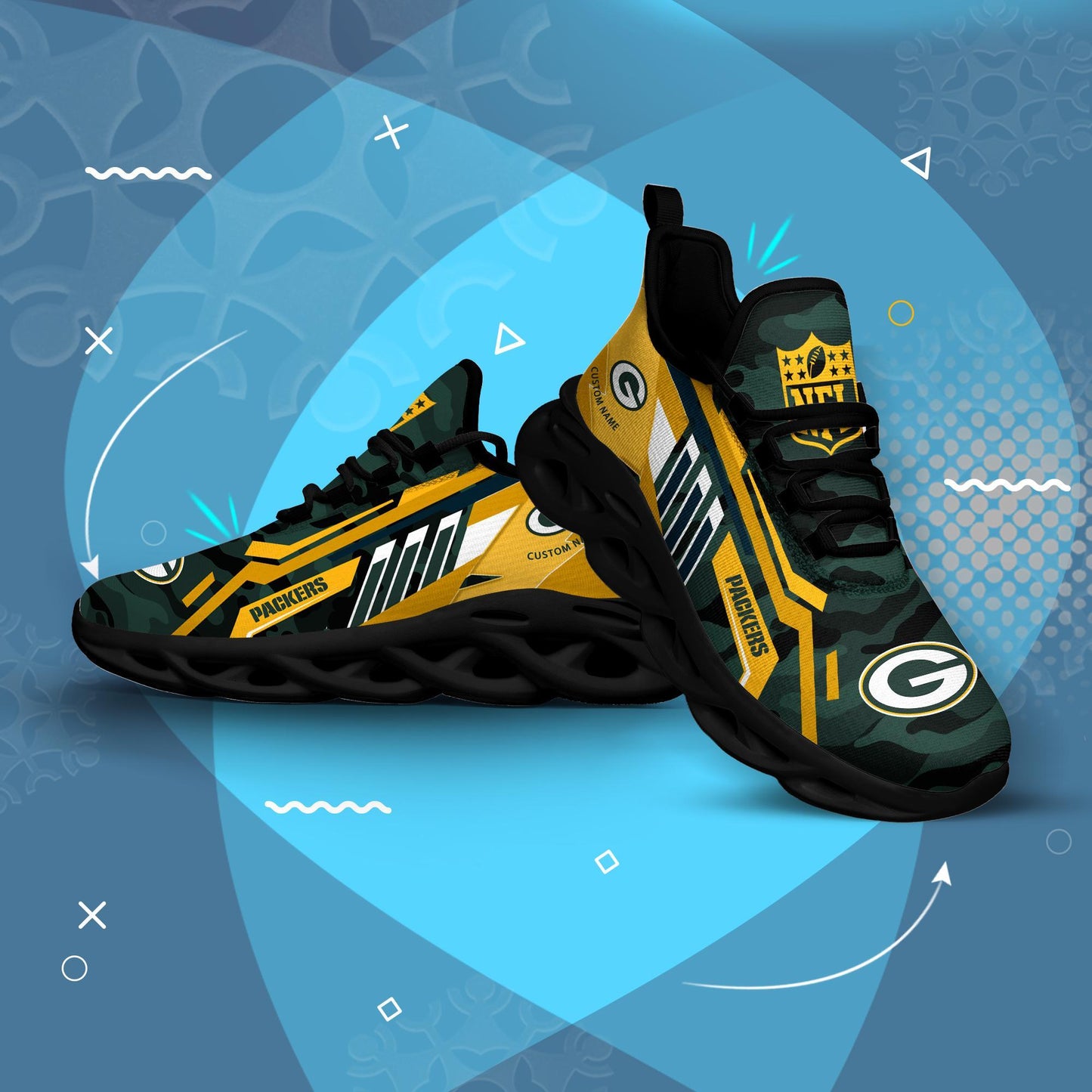 Ideafootwear Green Bay Packers Max Soul Shoes Sneakers For Men And Women