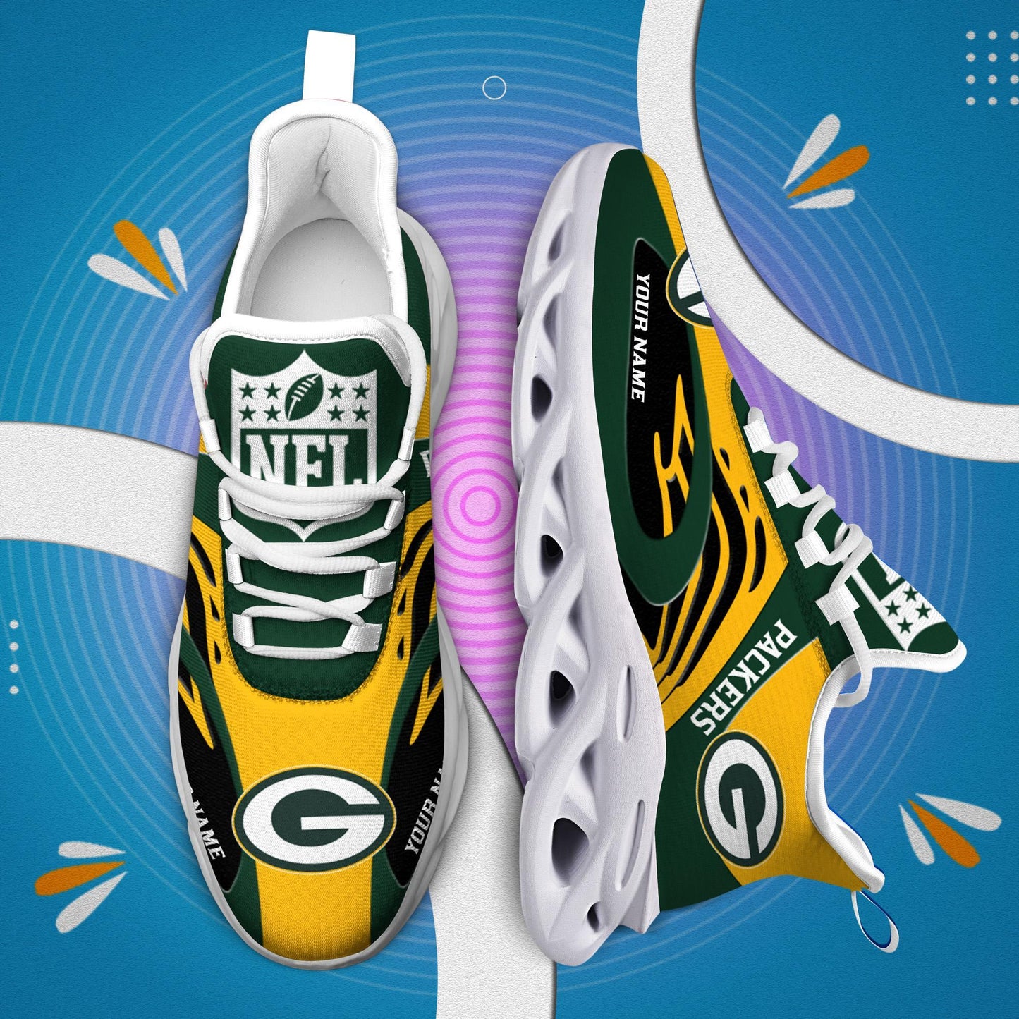 Ideafootwear Green Bay Packers Max Soul Shoes Sneakers For Men And Women