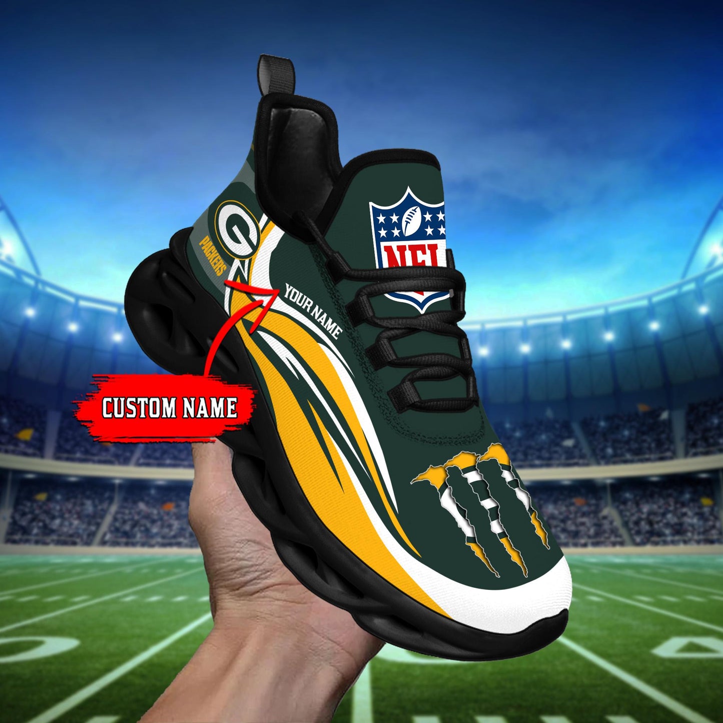 Ideafootwear Green Bay Packers Max Soul Shoes Sneakers For Men And Women