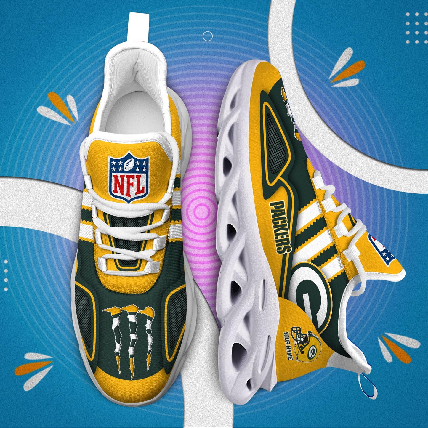 Ideafootwear Green Bay Packers Max Soul Shoes Sneakers For Men And Women