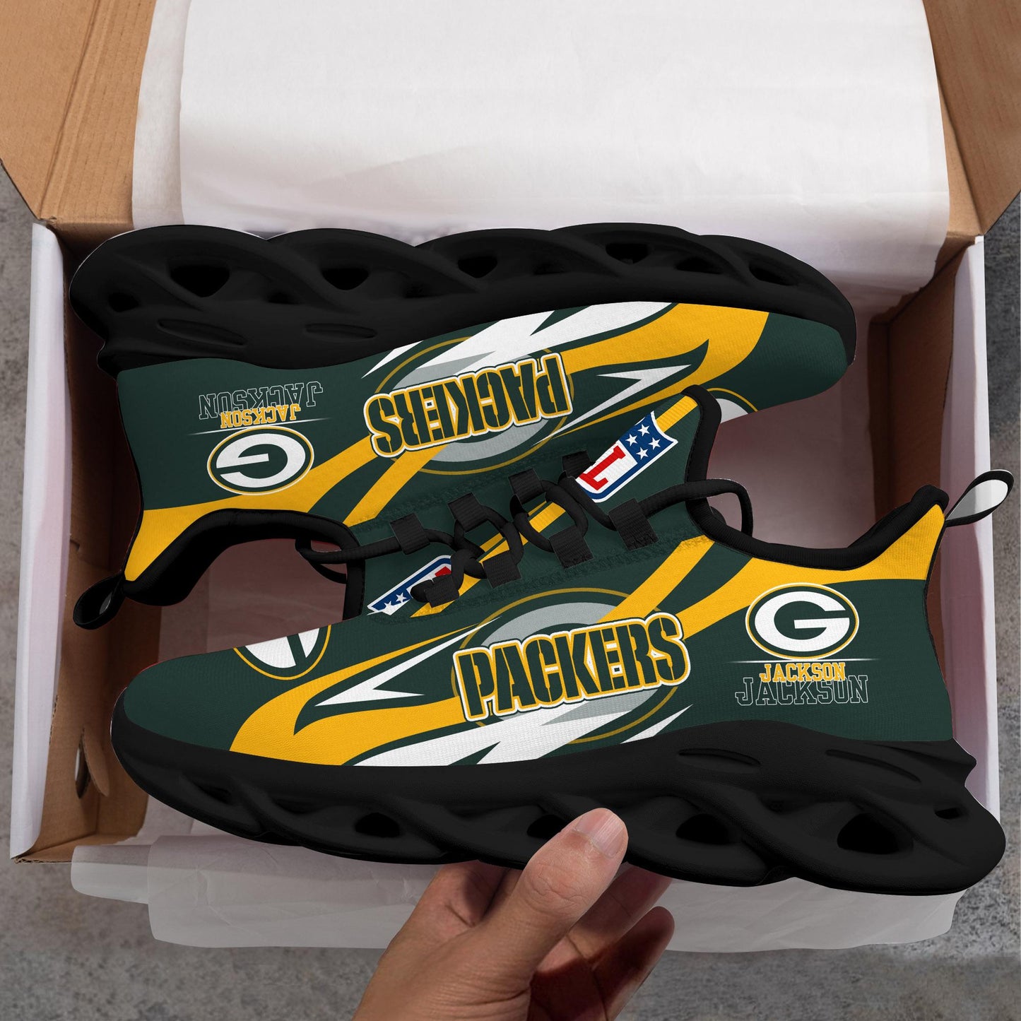 Ideafootwear Green Bay Packers Max Soul Shoes Sneakers For Men And Women