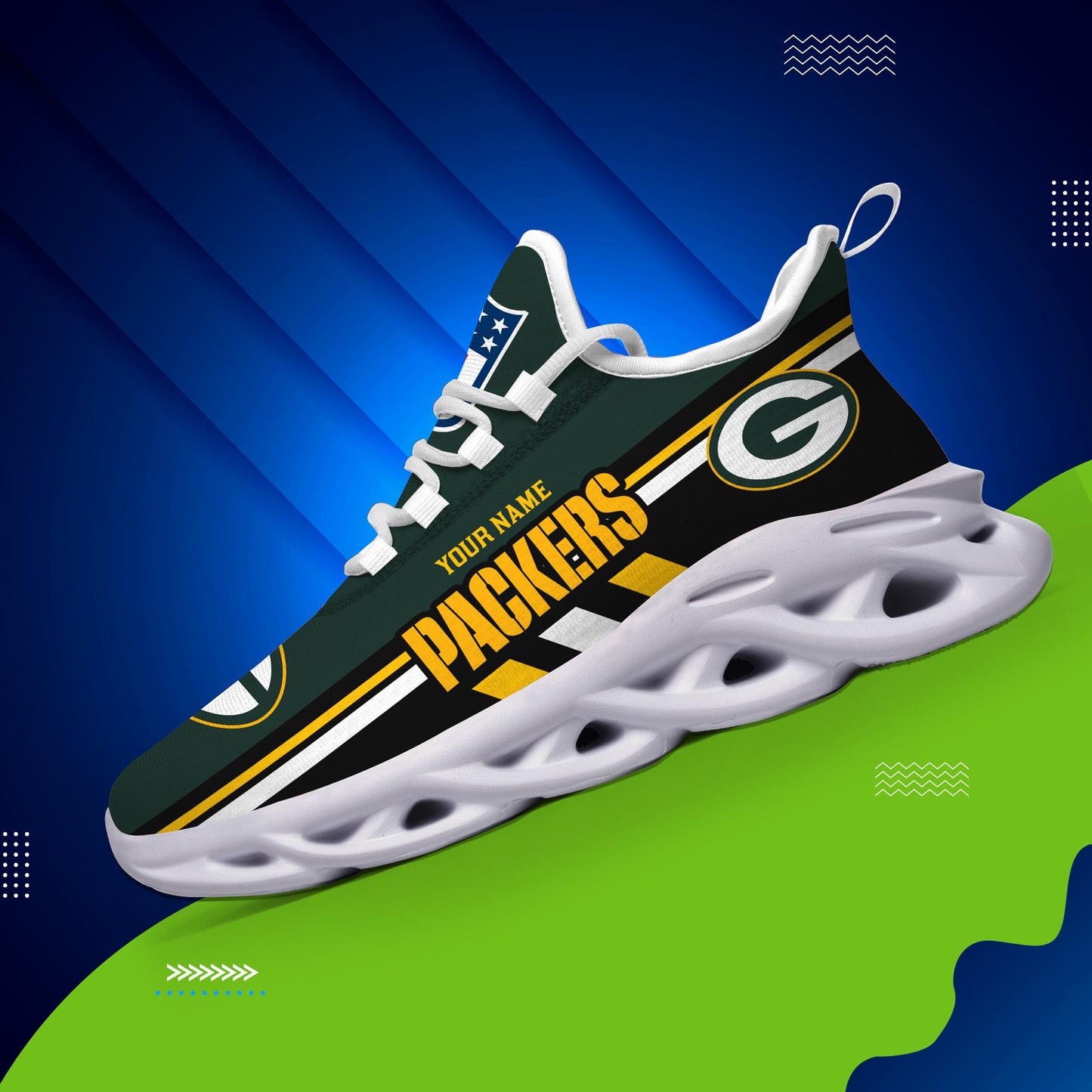 Ideafootwear Green Bay Packers Max Soul Shoes Sneakers For Men And Women