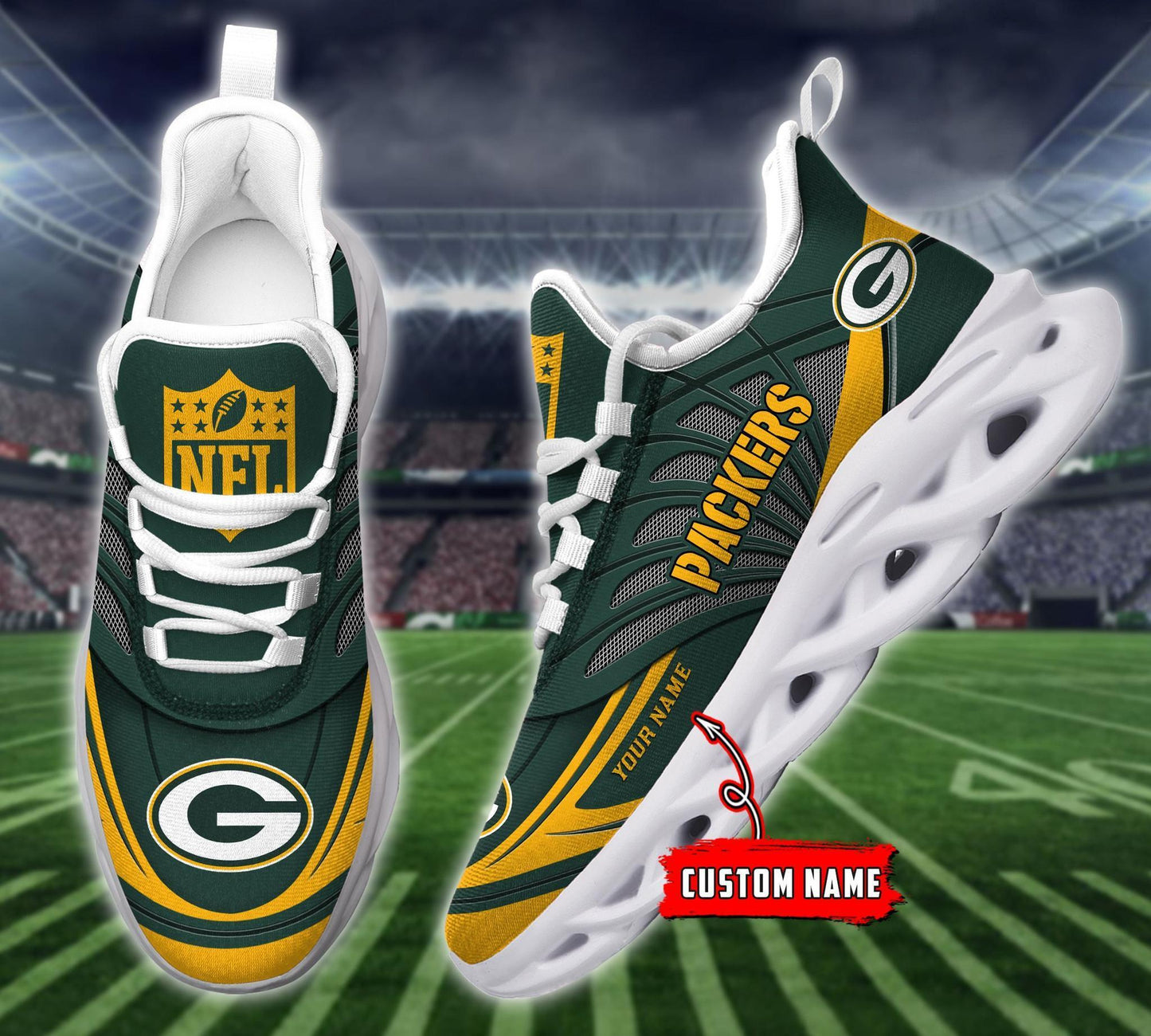 Ideafootwear Green Bay Packers Max Soul Shoes Sneakers For Men And Women