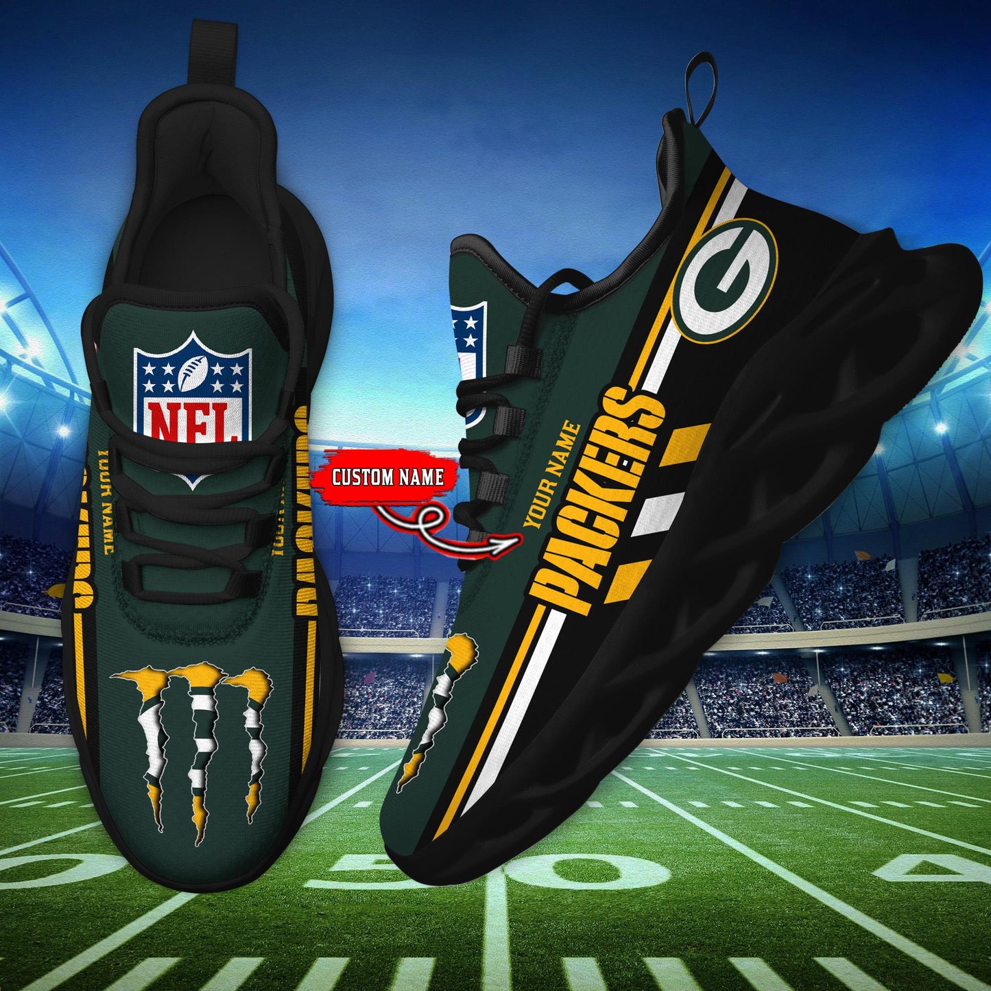 Ideafootwear Green Bay Packers Max Soul Shoes Sneakers For Men And Women
