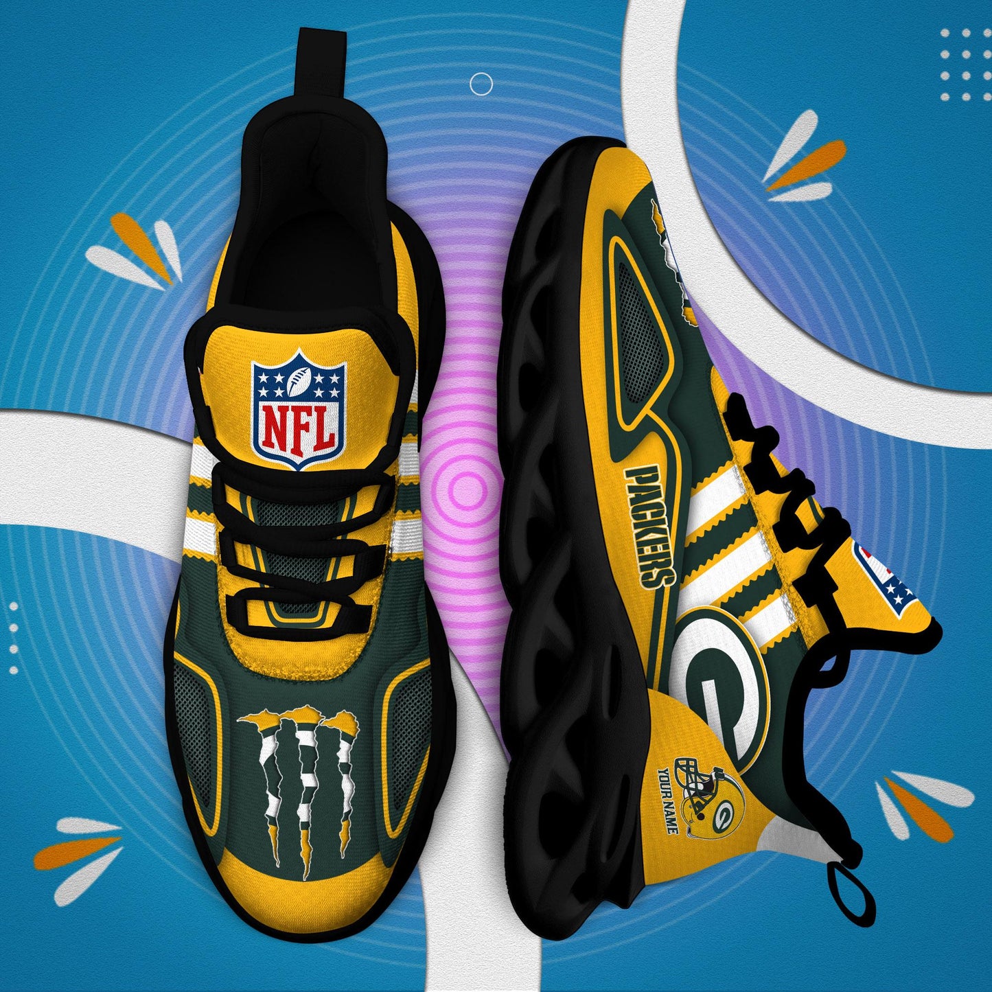 Ideafootwear Green Bay Packers Max Soul Shoes Sneakers For Men And Women
