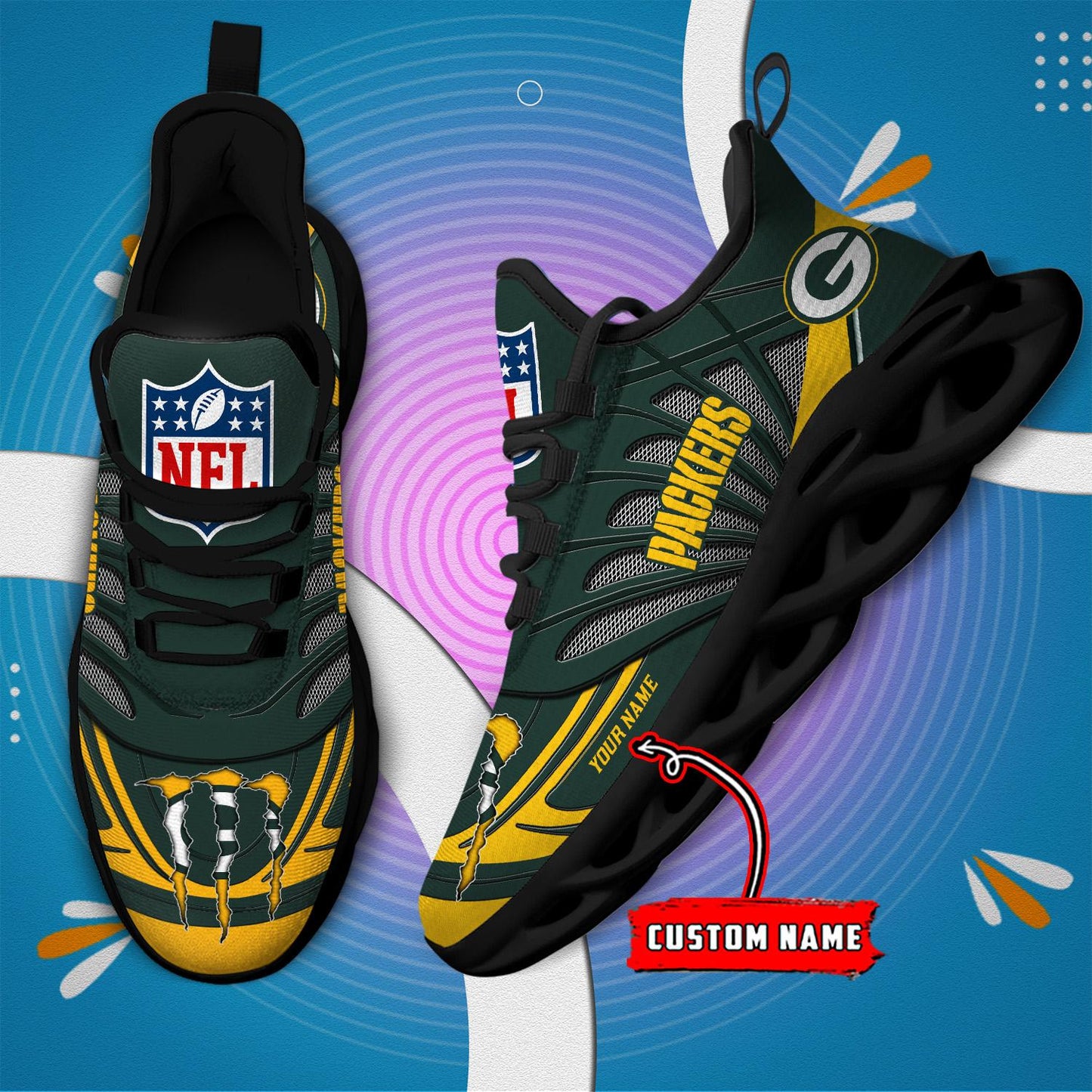 Ideafootwear Green Bay Packers Max Soul Shoes Sneakers For Men And Women