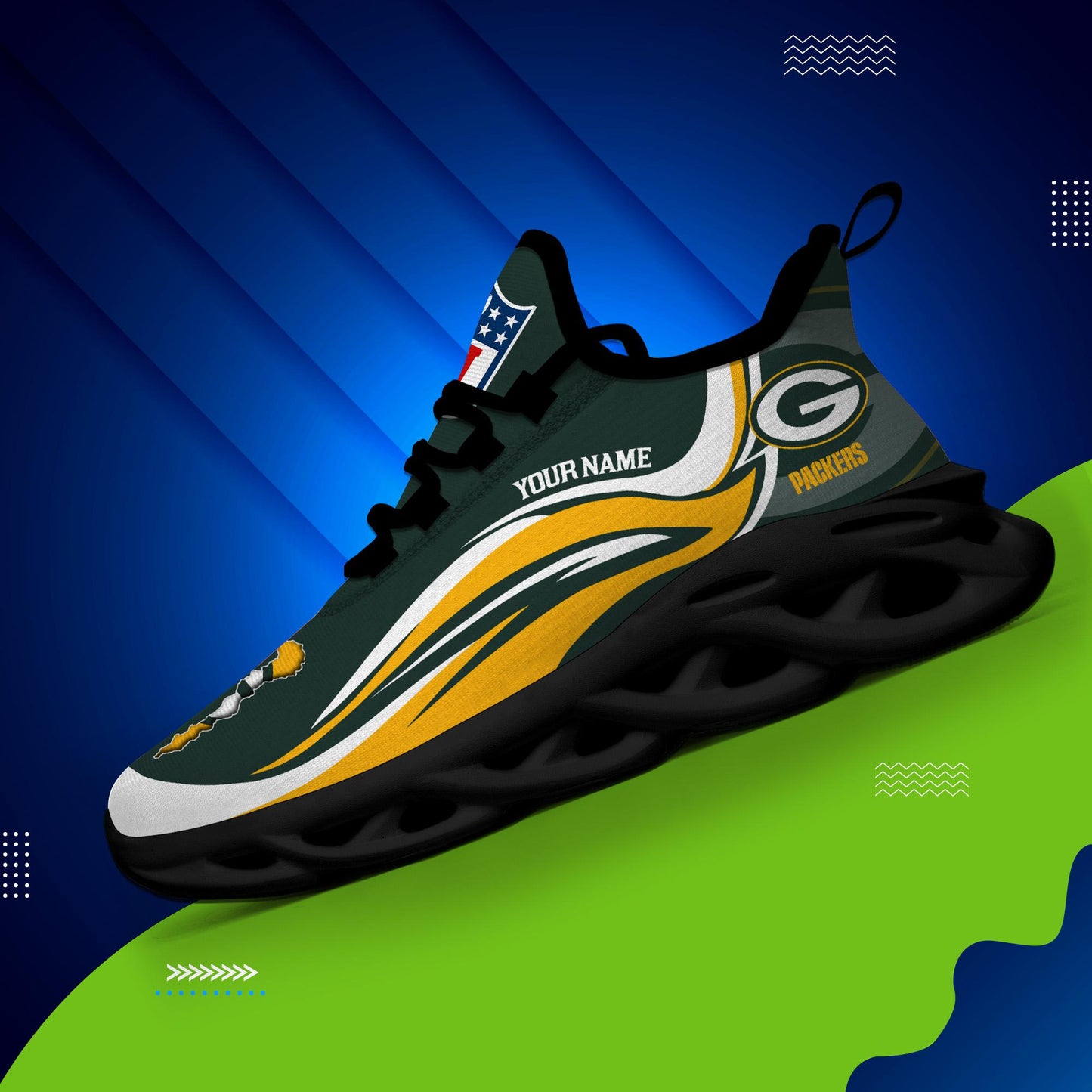 Ideafootwear Green Bay Packers Max Soul Shoes Sneakers For Men And Women