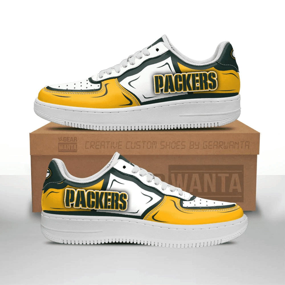 Ideafootwear Green Bay Packers NFL Air Low-Top Sneakers Shoes For Men And Women