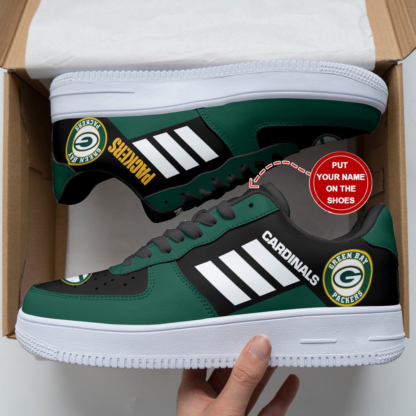 Ideafootwear Green Bay Packers NFL Air Low-Top Sneakers Shoes For Men And Women