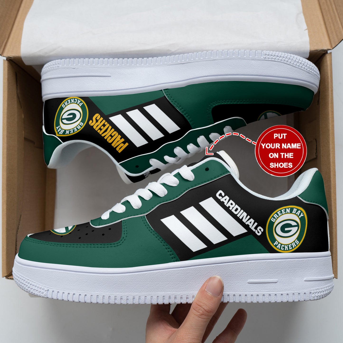 Ideafootwear Green Bay Packers NFL Air Low-Top Sneakers Shoes For Men And Women